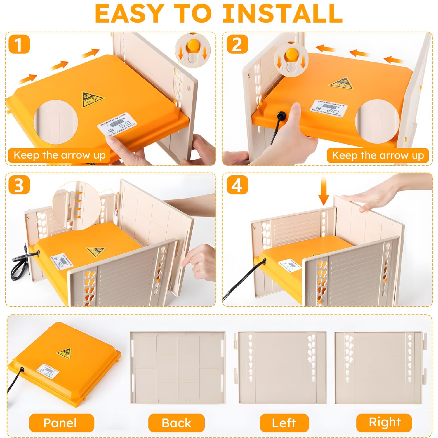Brooder Heat for Chicks, 25W Three-Sided Windproof Chicks Heating Plate with Adjustable Height and Angle,26.5 * 27.5cm Brooder Warm