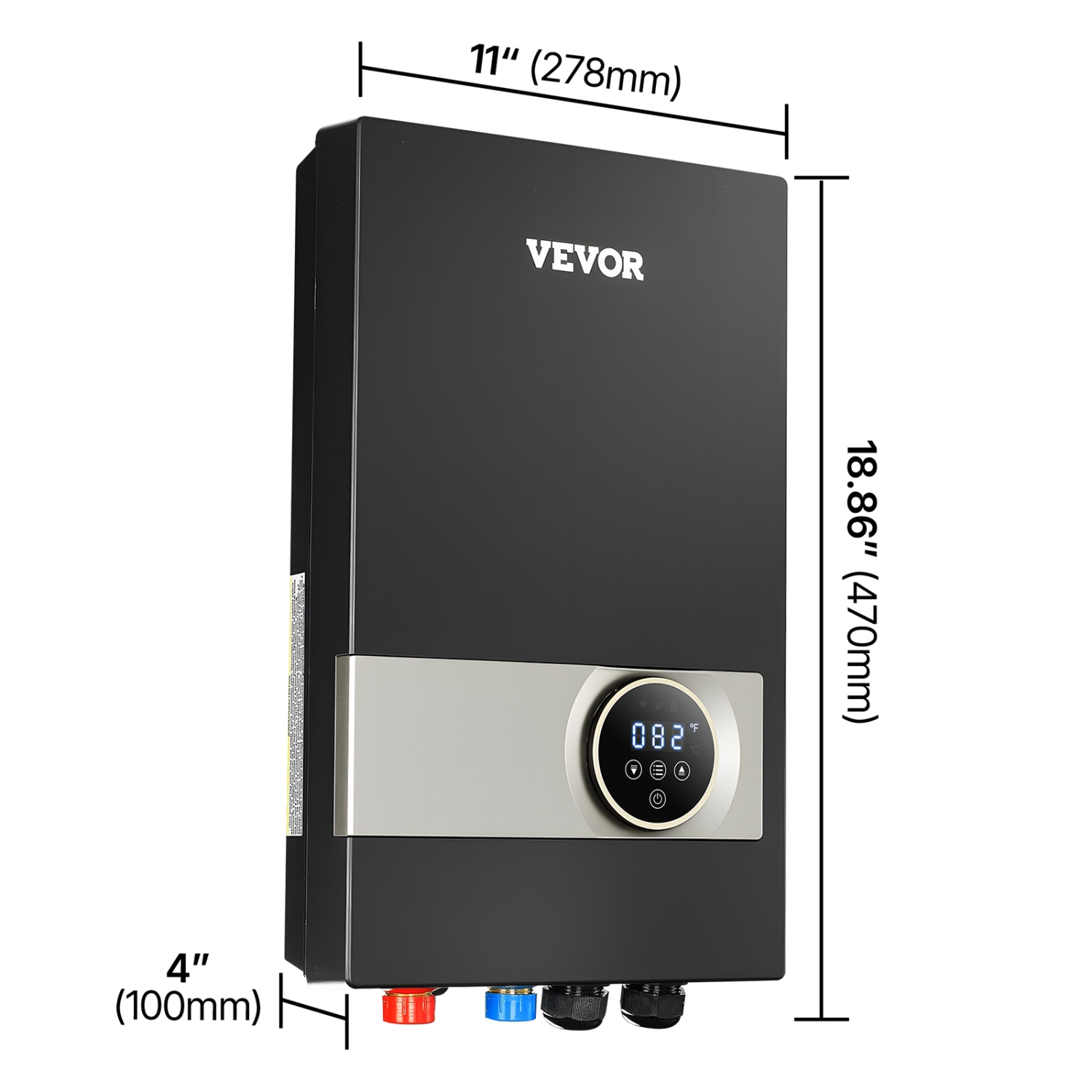 VEVOR 27kW Tankless Electric Water Heater, Instant Hot Water Heater Under Sink, On Demand for Kitchen, Office with LCD Touch Screen, Child Security