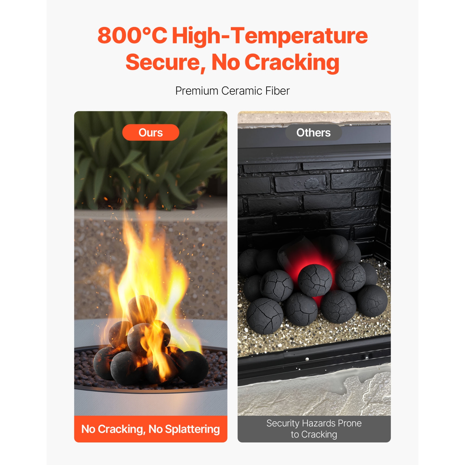 Boules de foyer en céramique VEVOR de 4&nbsp;po, 12 feux ronds, pierres de lave réutilisables pour l'intérieur et l'extérieur, pierres décoratives