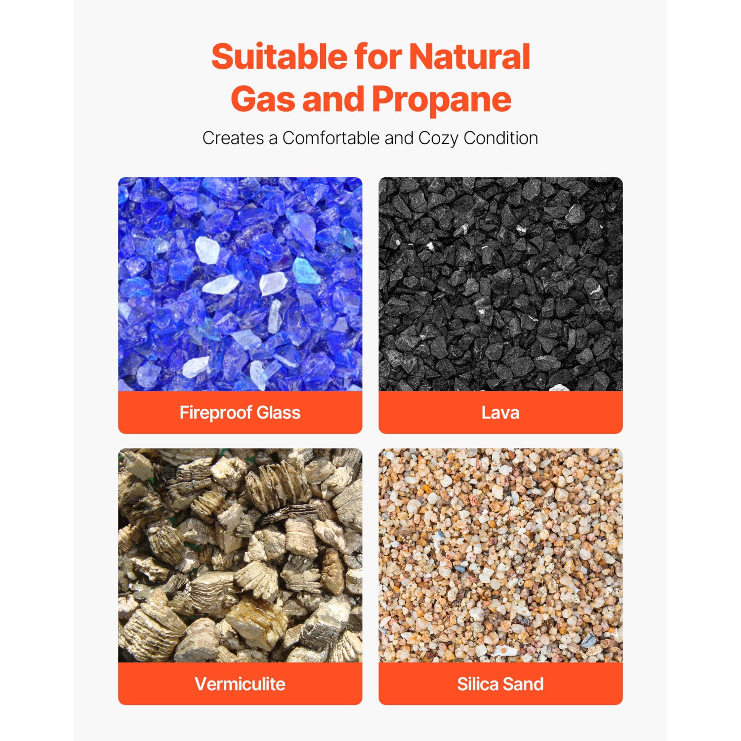 Pierre de foyer en céramique VEVOR 2-3&nbsp;po, 30 pierres de lave, pierres de foyer réutilisables pour l'intérieur et l'extérieur, pierre de foyer