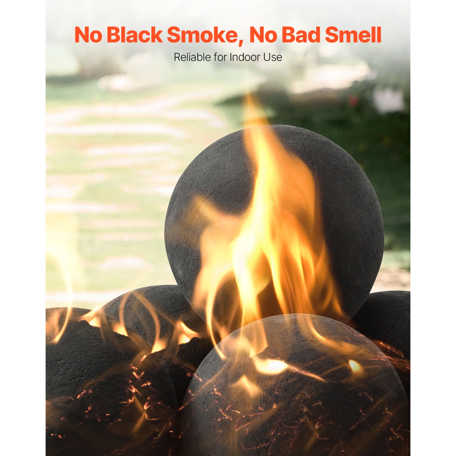 Boules de foyer en céramique VEVOR de 5 po, 6 feux ronds, pierres de lave réutilisables pour l'intérieur et l'extérieur, pierres décoratives