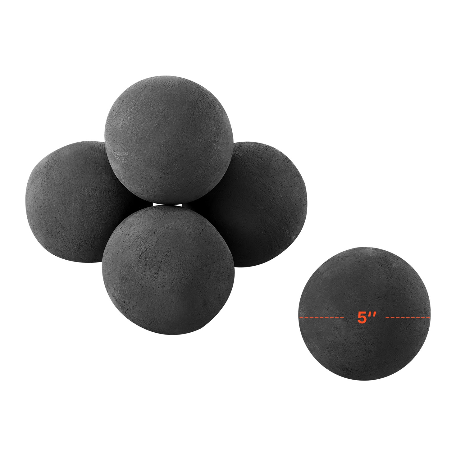 Boules de foyer en céramique VEVOR de 5 po, 6 feux ronds, pierres de lave réutilisables pour l'intérieur et l'extérieur, pierres décoratives