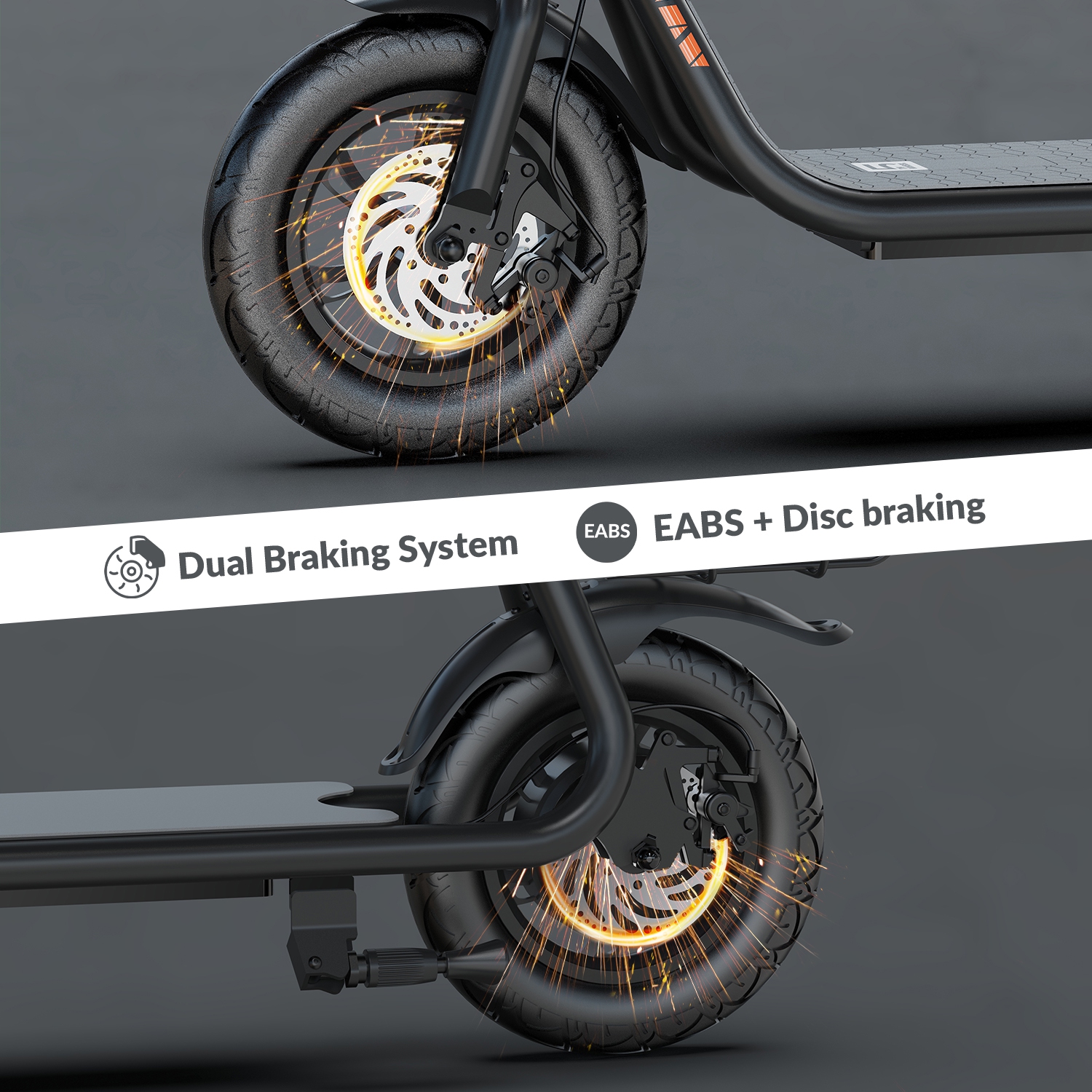 Trottinette électrique pliable Commuter 5E WHEEL avec siège et panier – Autonomie de 20&nbsp;km, moteur 500&nbsp;W, pneus pneumatiques de 12&nbsp;po,