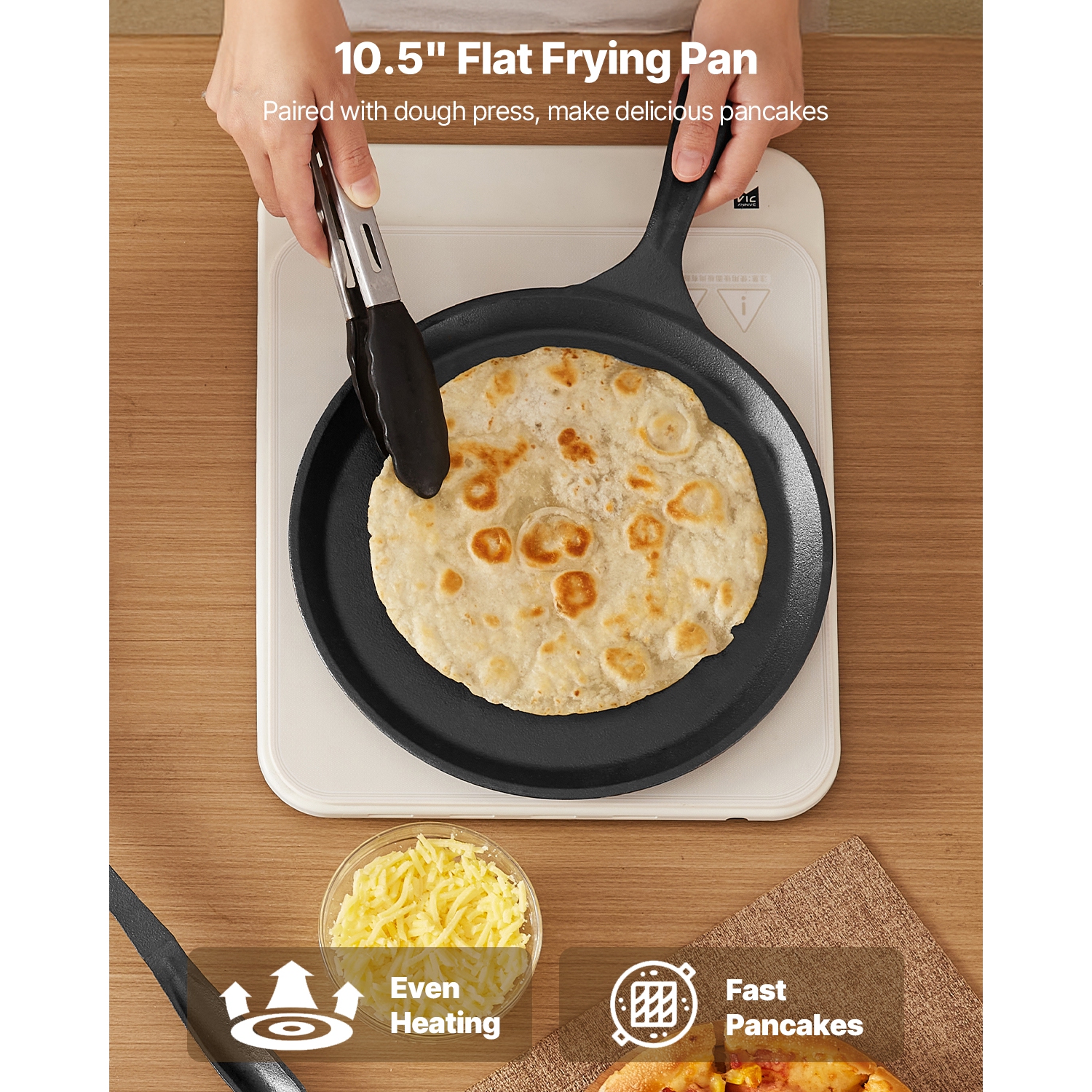 VEVOR 8-Inch Tortilla Press, Cast Iron Tortilla and Roti Maker, Heavy Duty Tortilladora Press, Pataconera Makers with Handle and 100 Pcs Parchment