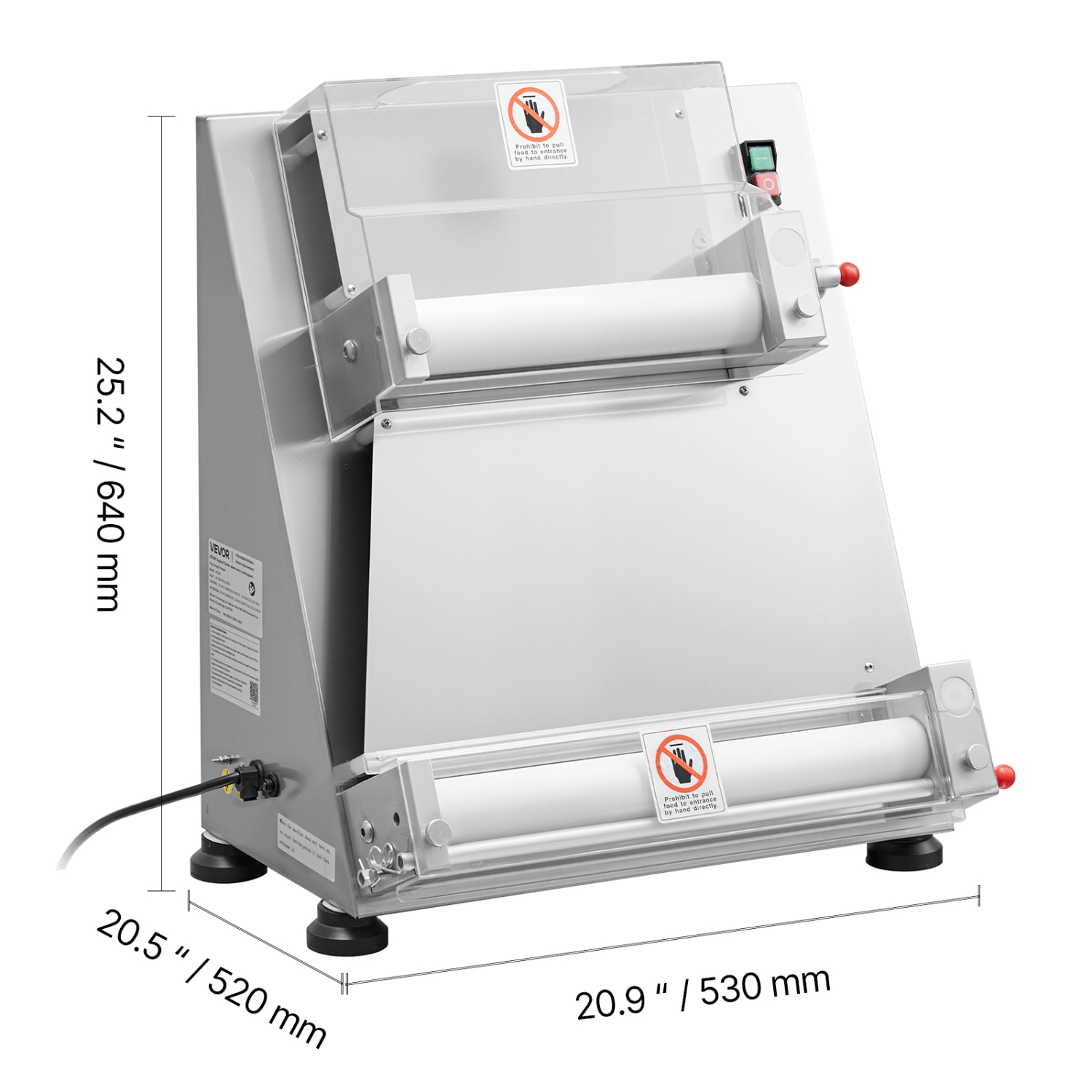 Rouleau à pâte à pizza VEVOR 260 pcs/heure, presse à pizza semi-automatique de 3-16&nbsp;po en acier inoxydable, machine à 390&nbsp;W électrique