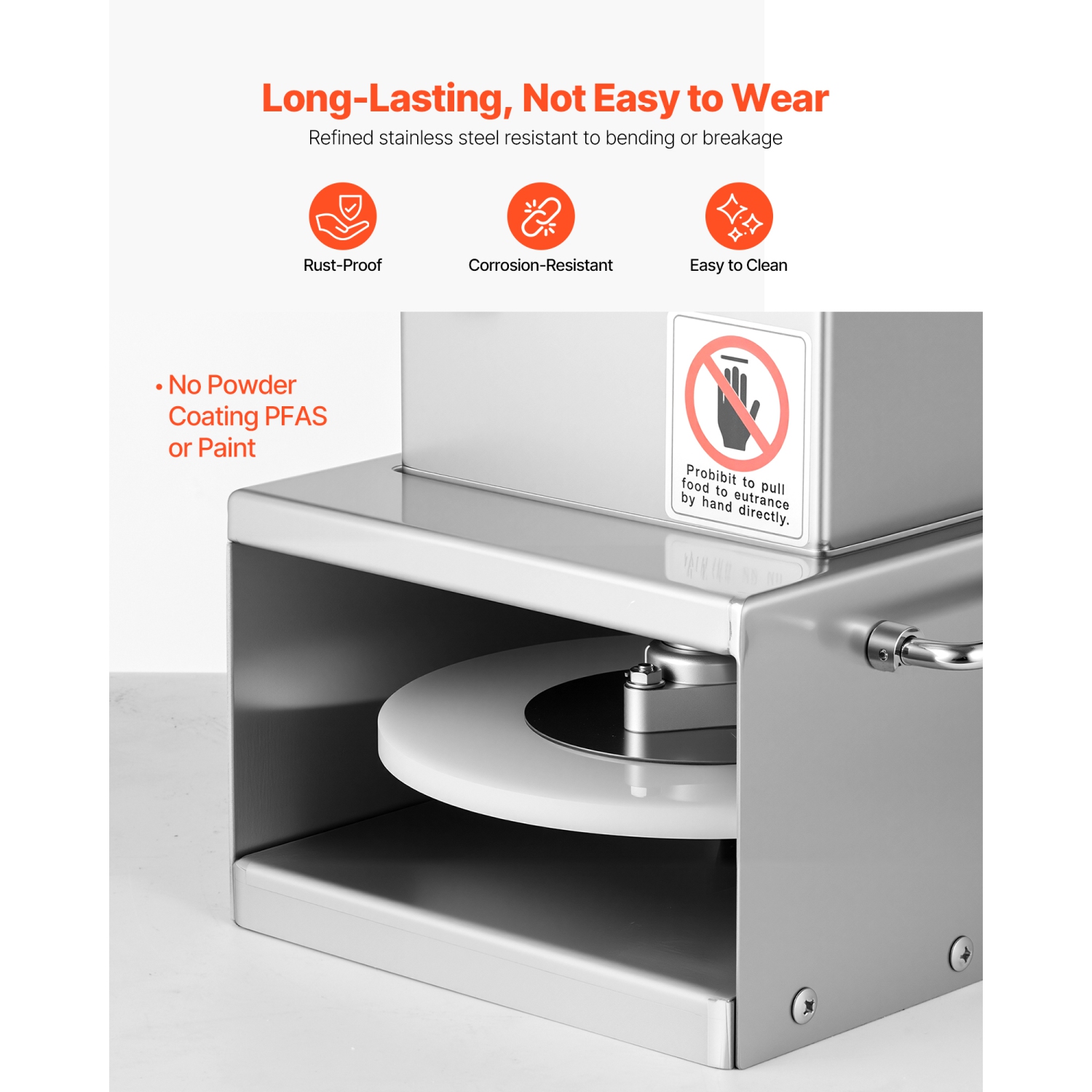 VEVOR 6-inch Electric Pizza Dough Press Machine, Pizza Pastry Press Plate, Stainless Steel Presser, Adjustable Thickness Commercial Forming Machine,