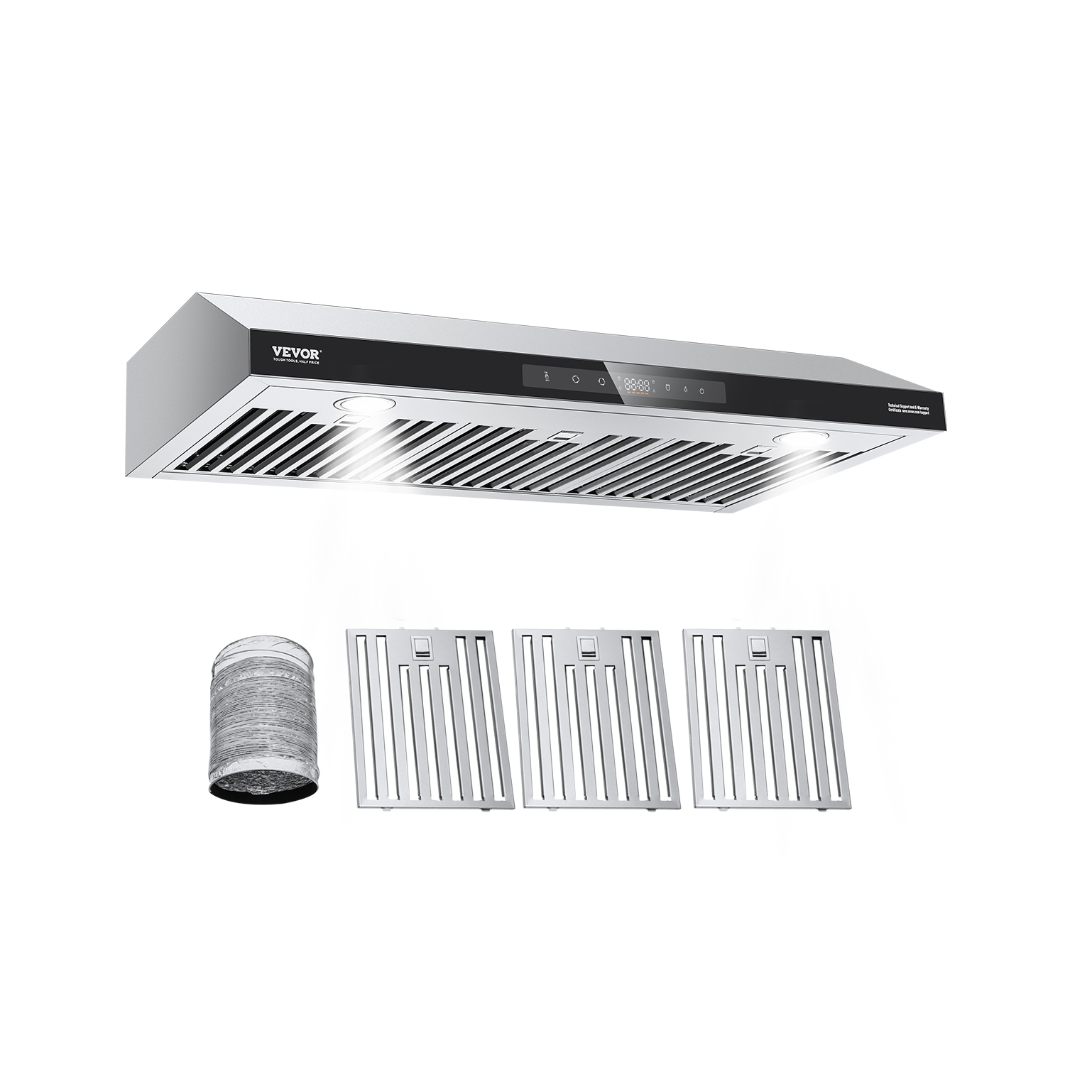 VEVOR 36-Inch Under Cabinet Range Hood, Kitchen Vent Hood, 900CFM Dual Motors Stainless Steel Stove Hood, with Gesture & Touch Control, LED Light,