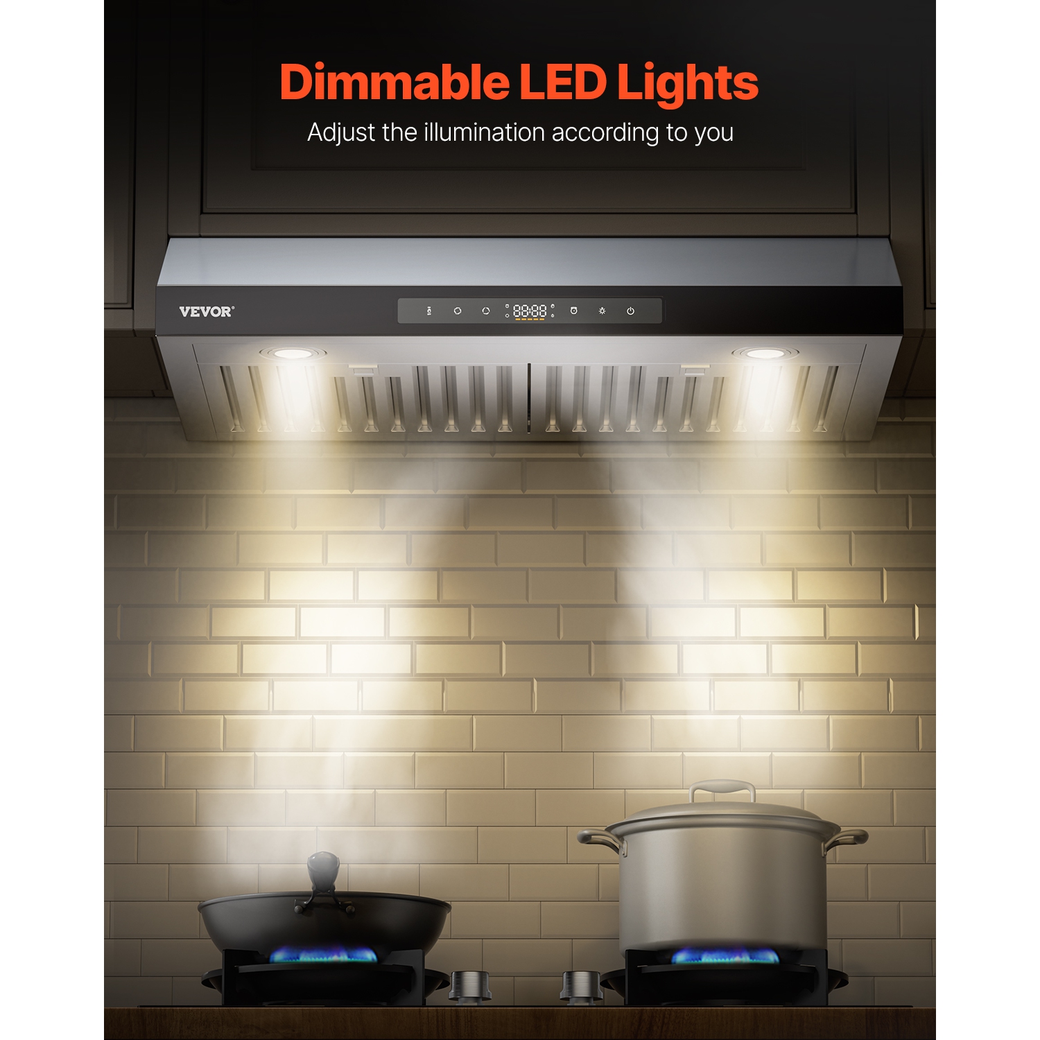 VEVOR 36-Inch Under Cabinet Range Hood, Kitchen Vent Hood, 900CFM Dual Motors Stainless Steel Stove Hood, with Gesture & Touch Control, LED Light,