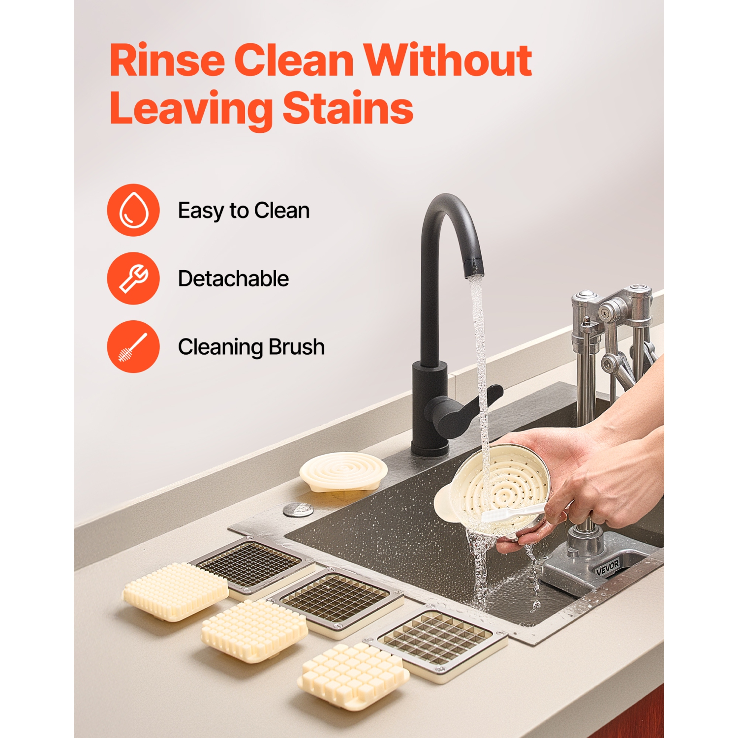 Coupe-frites commercial VEVOR, hachoir à fruits et légumes en acier inoxydable avec 3 lames de rechange 1/4-po 3/8-po de 1/2, lame à jus, trancheuse