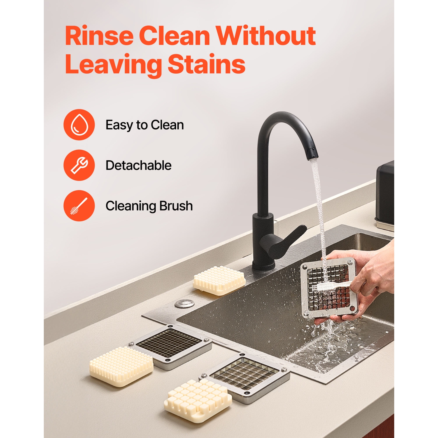 Coupe-frites commercial VEVOR, hachoir à fruits et légumes en acier inoxydable avec 3 lames de rechange 3/8-po 1/4-po de 1/2-po, trancheuse