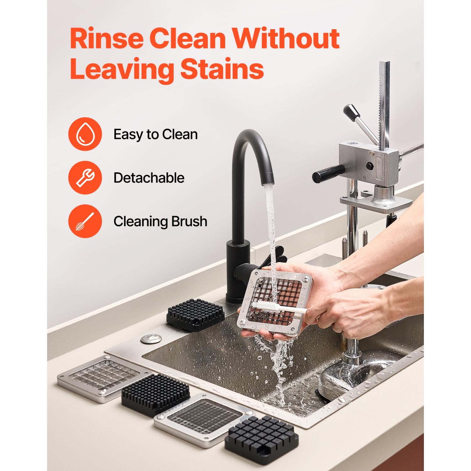 Coupe-frites commercial VEVOR, hachoir à fruits et légumes en acier inoxydable avec 3 lames de rechange 1/4-po 3/8-po de 1/2-po, coupe-pommes de