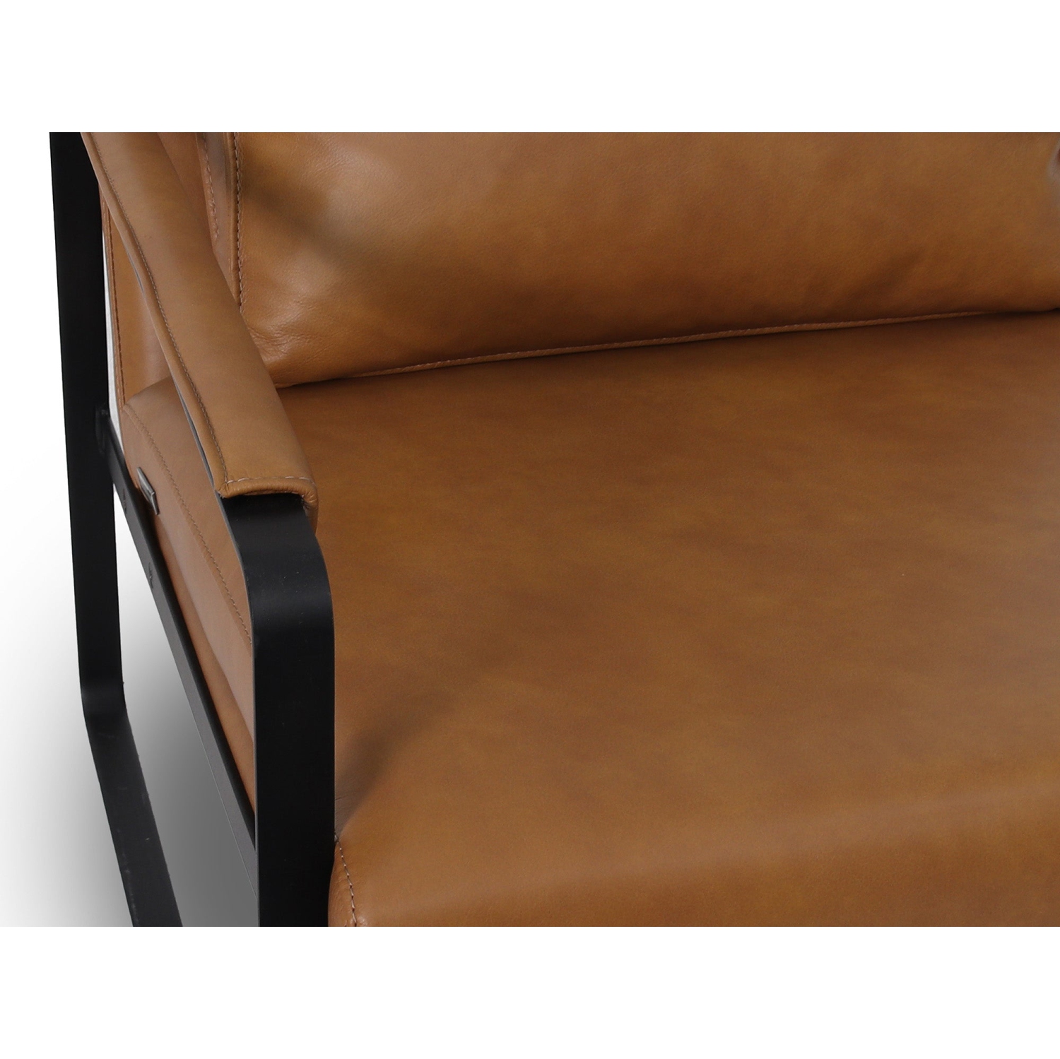 Luxana Home Accent Chair Semi-Aniline Full Top Leather High-Density Foam Feather + Fiber Back Cushion Modern– Cognac