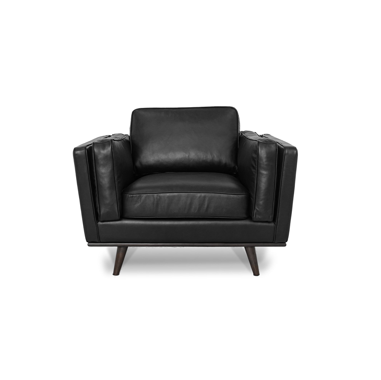 Luxana Home Arm Chair Premium Leather Modern High Density Foam with added Fiber & Feather Layers– Black