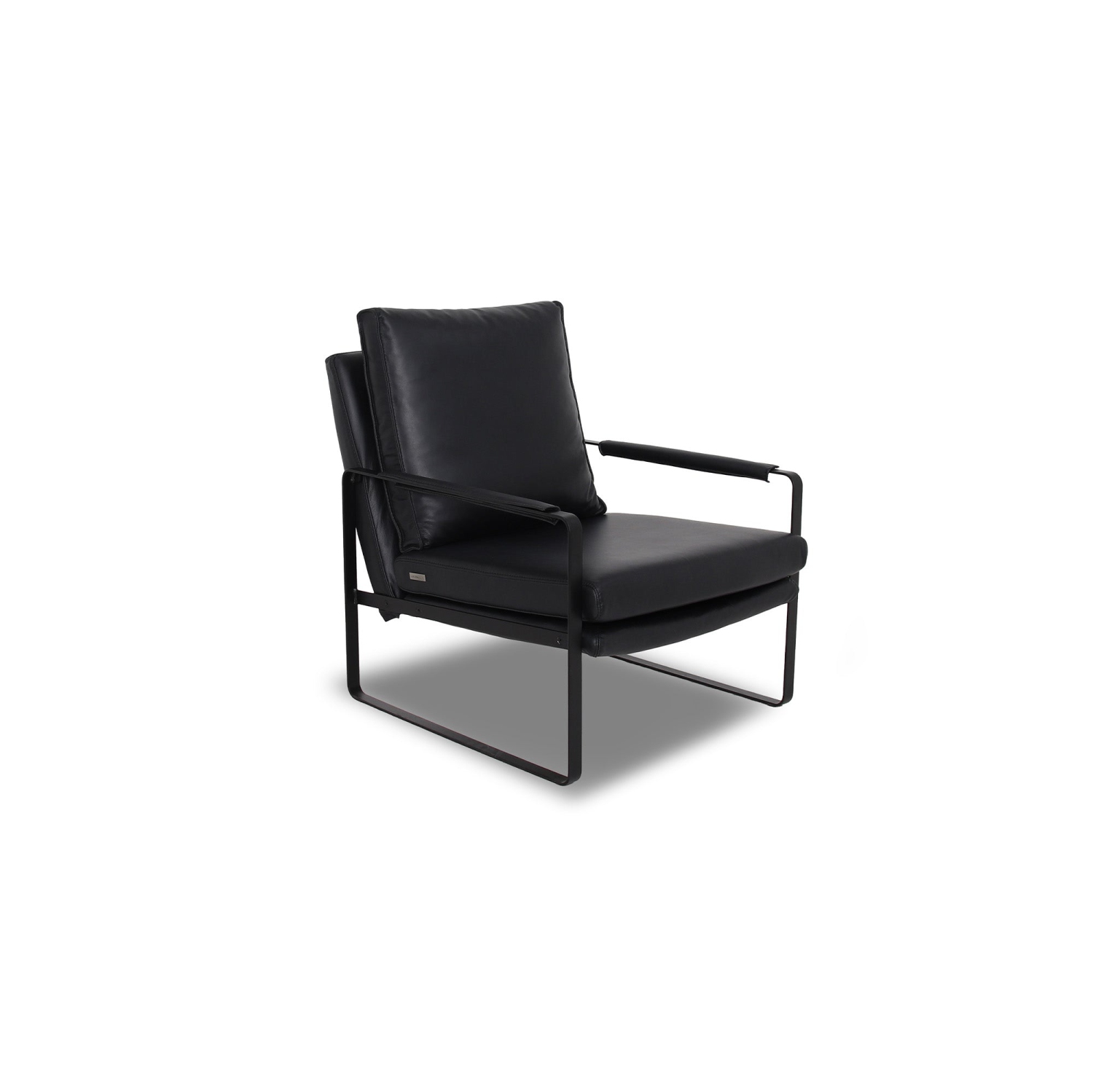 Luxana Home Accent Chair Semi-Aniline Full Top Leather High-Density Foam Feather + Fiber Back Cushion Modern – Black