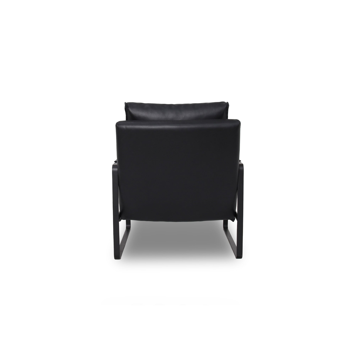 Luxana Home Accent Chair Semi-Aniline Full Top Leather High-Density Foam Feather + Fiber Back Cushion Modern – Black