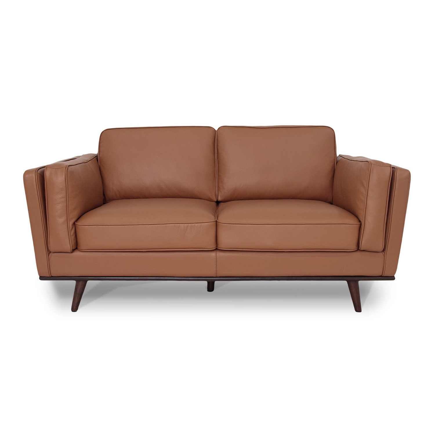 Canapé 2 places en cuir de qualité supérieure avec bourre en fibres ouvertes et plumes de Luxana Home – Marron