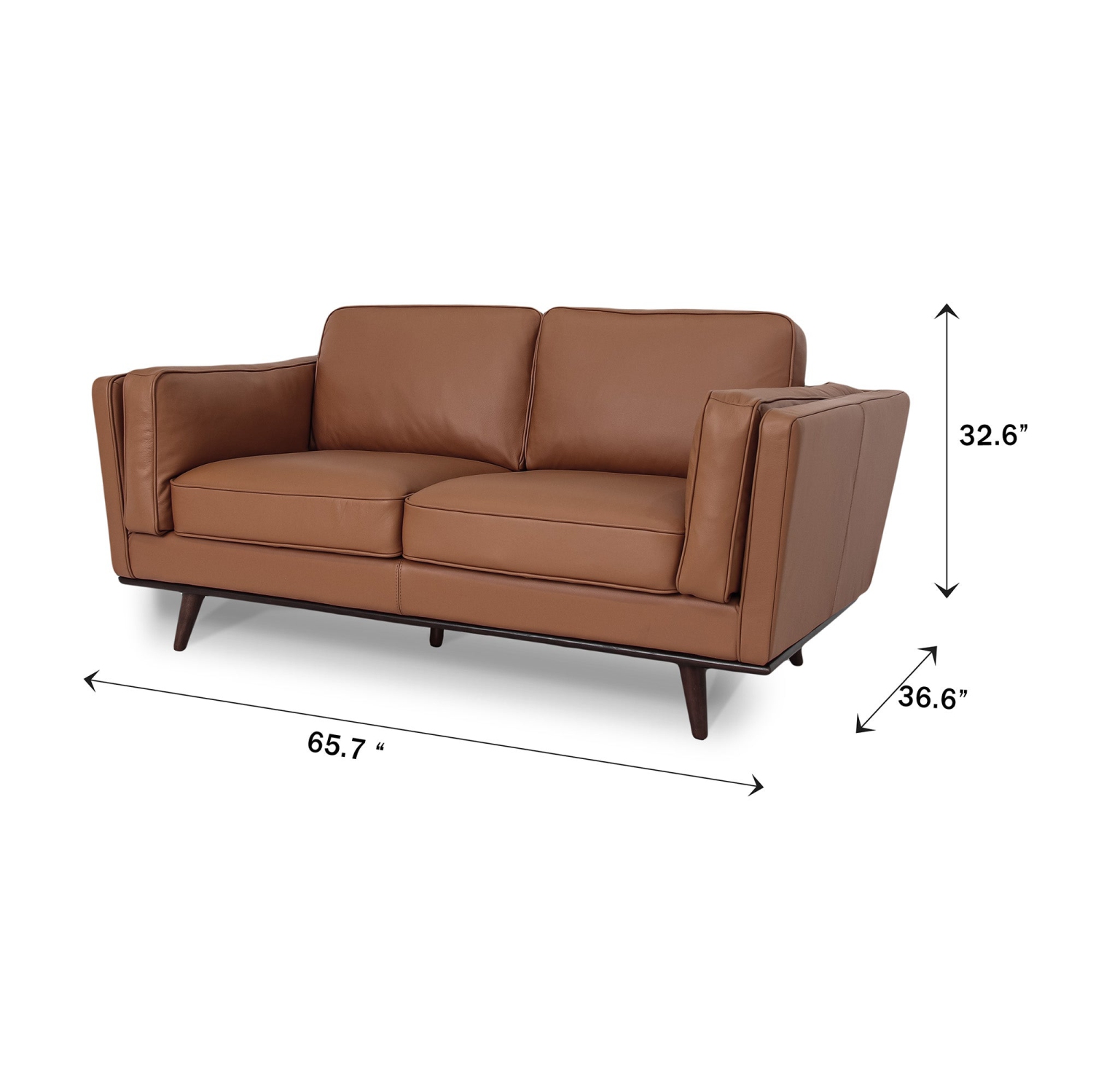 Canapé 2 places en cuir de qualité supérieure avec bourre en fibres ouvertes et plumes de Luxana Home – Marron