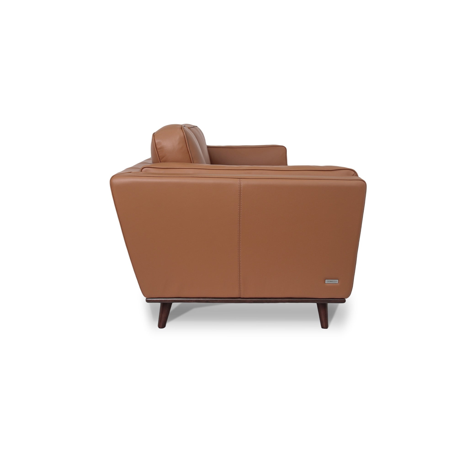 Canapé 2 places en cuir de qualité supérieure avec bourre en fibres ouvertes et plumes de Luxana Home – Marron