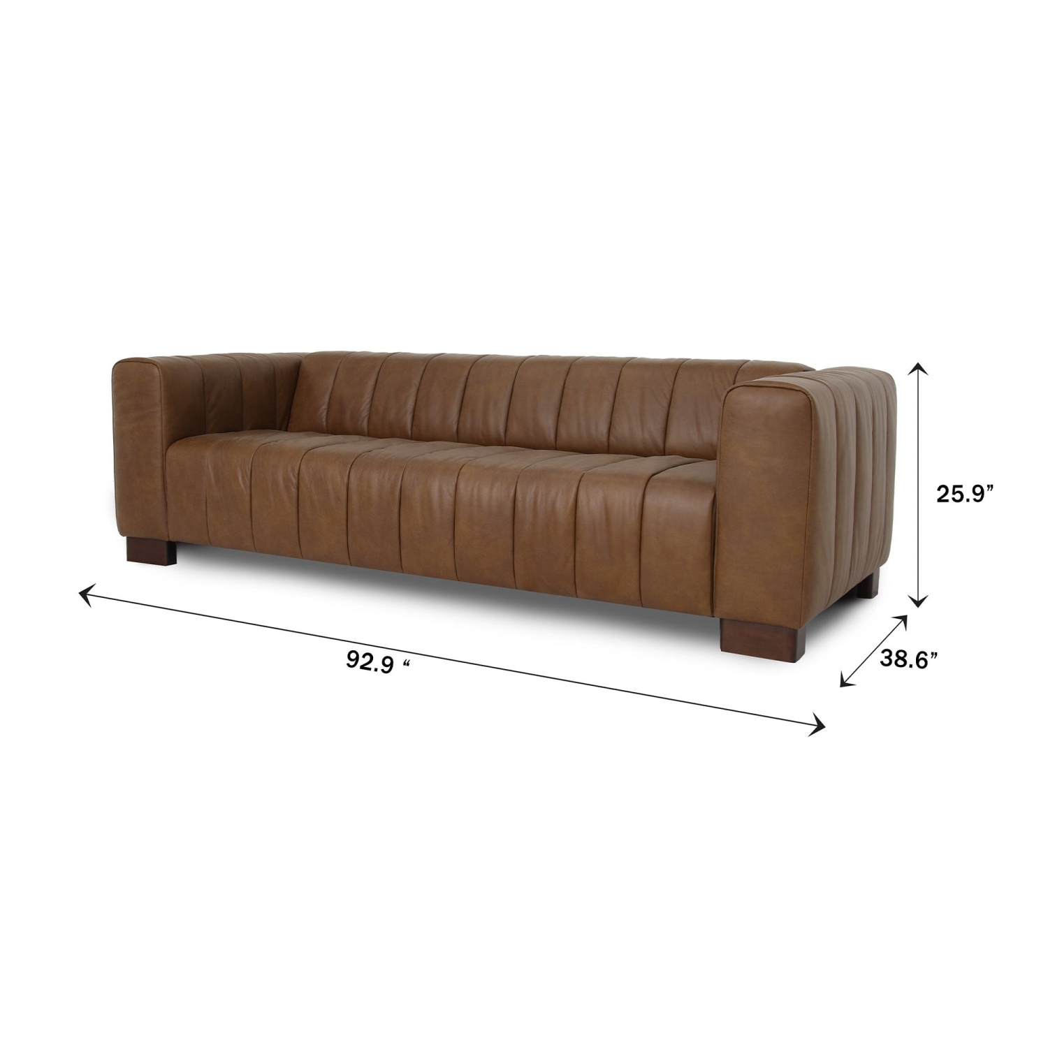 Luxana Home Sofa à 3 places en cuir de qualité supérieure d'aspect rétro Pattes en chêne massif – Chocolat noir
