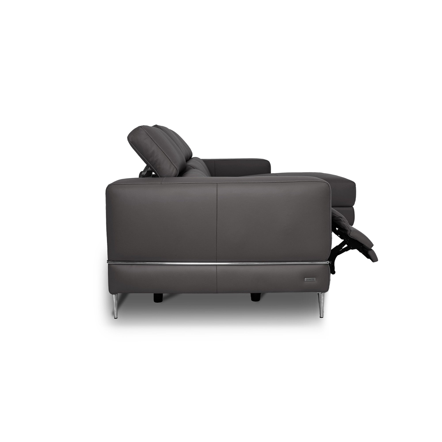 Luxana Home Sofa Lounge 3 places cuir Sculted haut de gamme coussins en mousse haute densité sculptés, pattes en métal au fini chromé, inclinable