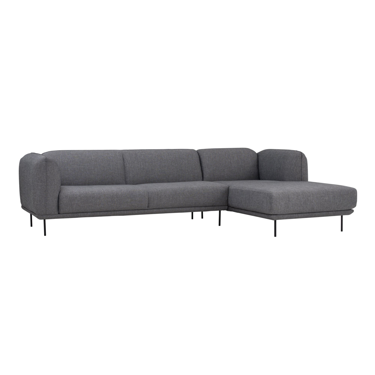 Luxana – Sofa-salon 3 places Chase droite haut de gamme Linsey pattes en métal robustes contemporaines – Gris
