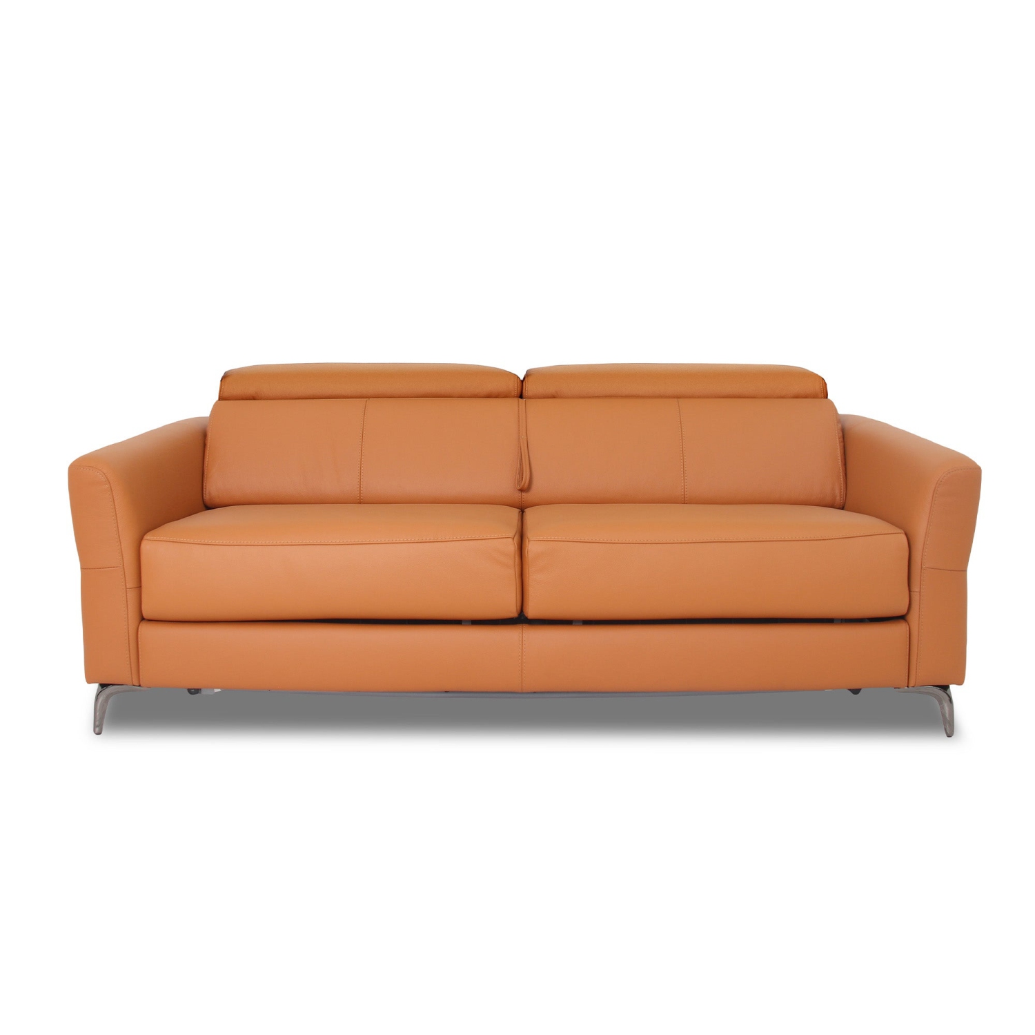 Canapé-lit 2 places avec appuie-tête réglable Matelas haut de gamme EN LATEX intégré Cuir de qualité supérieure – Cognac