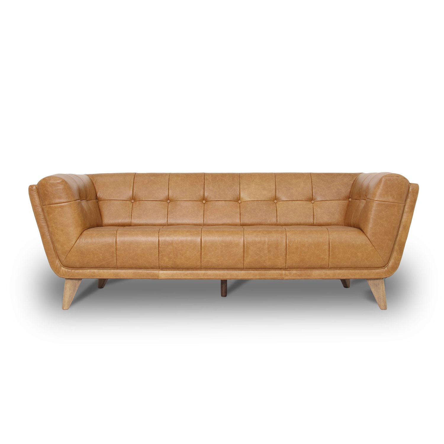 Luxana Home Sofa 3 places en cuir de qualité supérieure mousse de chêne massif haute densité – Cognac