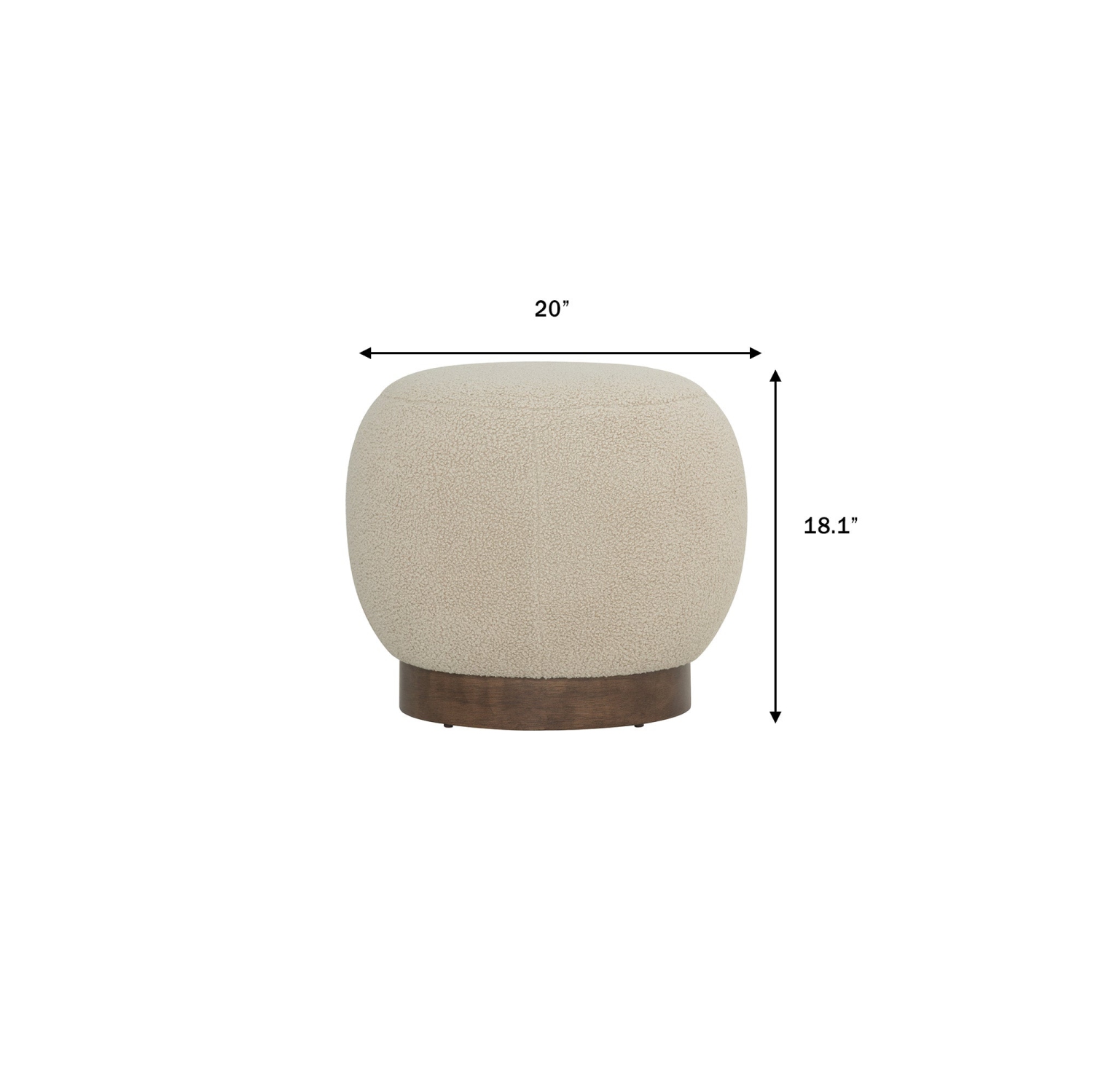 Luxana Home – Pouf beige chaleureux Oakaia à base en bois, tissu Teddy – Beige
