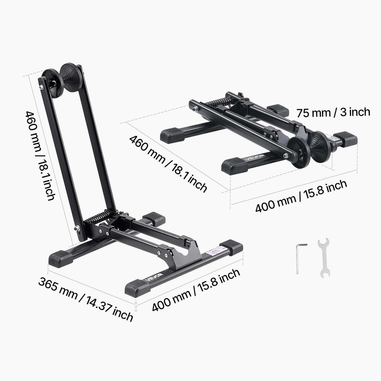 VEVOR 2 Pack Bike Racks , Fits 20 to 29 Inch Mountain & Road Bikes, Alloy Steel Rust-Resistant Bike Floor Stand Rack, Foldable Bicycle Stand for