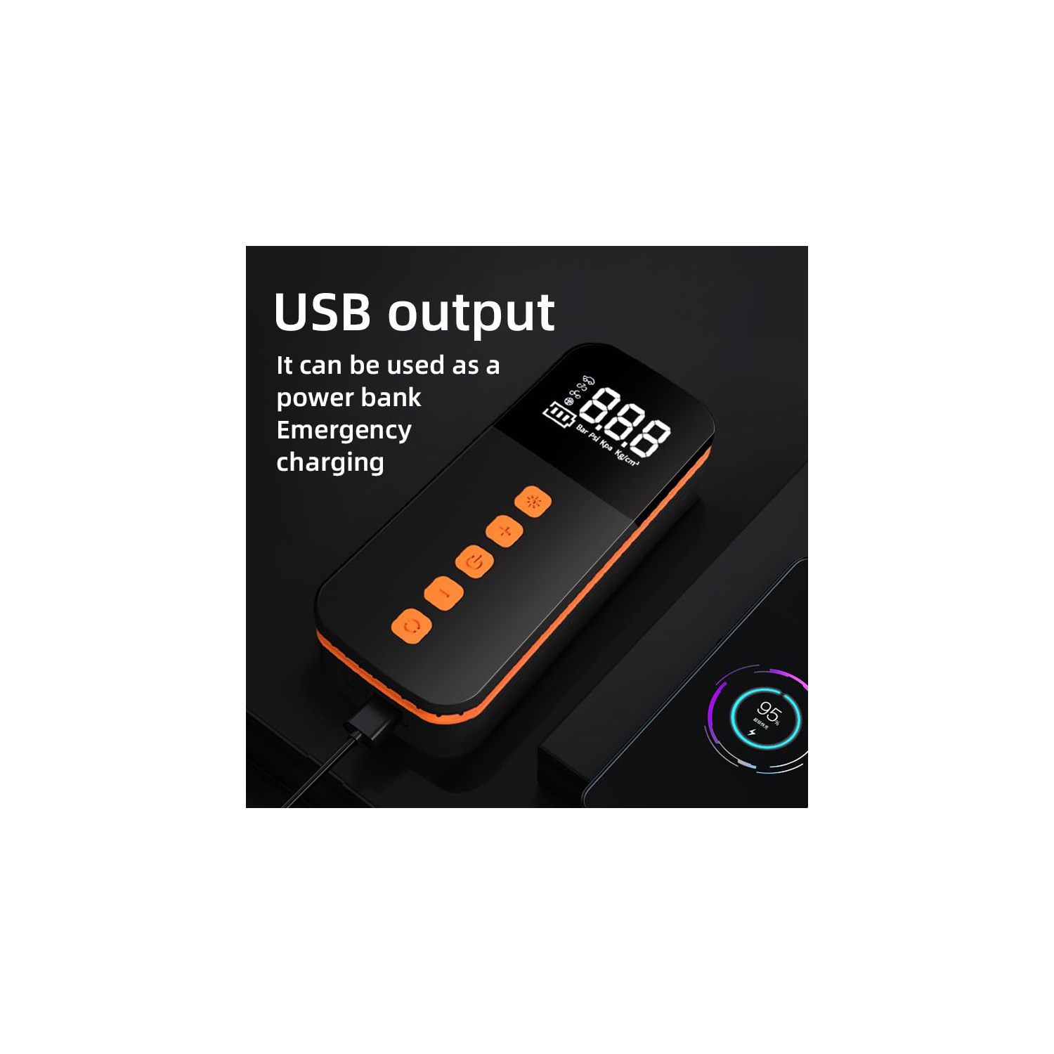 Pompe à air sans fil, pompe à air portative pour voiture, pompe à air électrique 150&nbsp;lb/po² avec affichage numérique pour voitures, vélos et