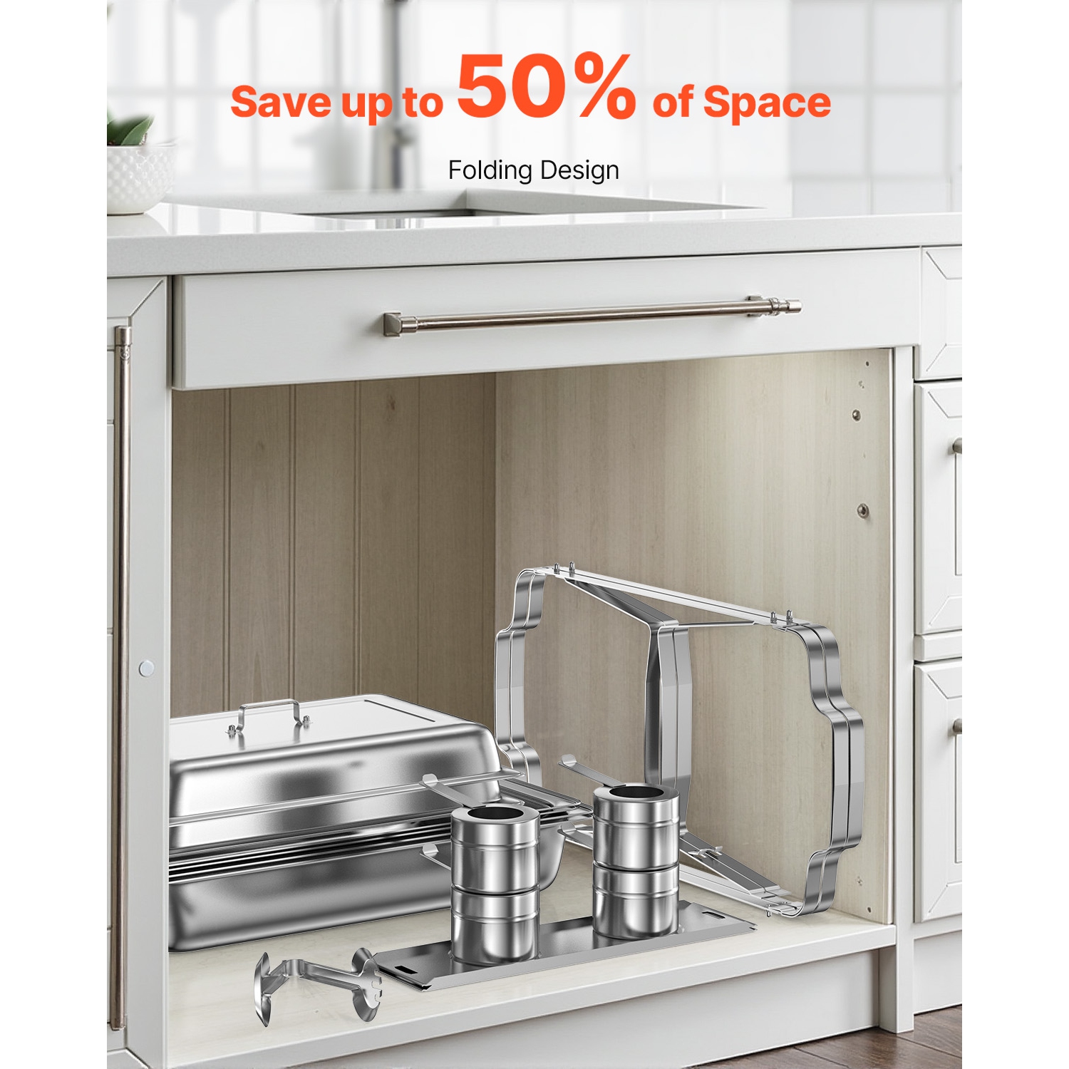 Ensemble de 2 plats à récurer VEVOR 8 Qt, plateau en acier inoxydable avec 2 bacs pleine grandeur, plateau de réchaud rectangulaire avec