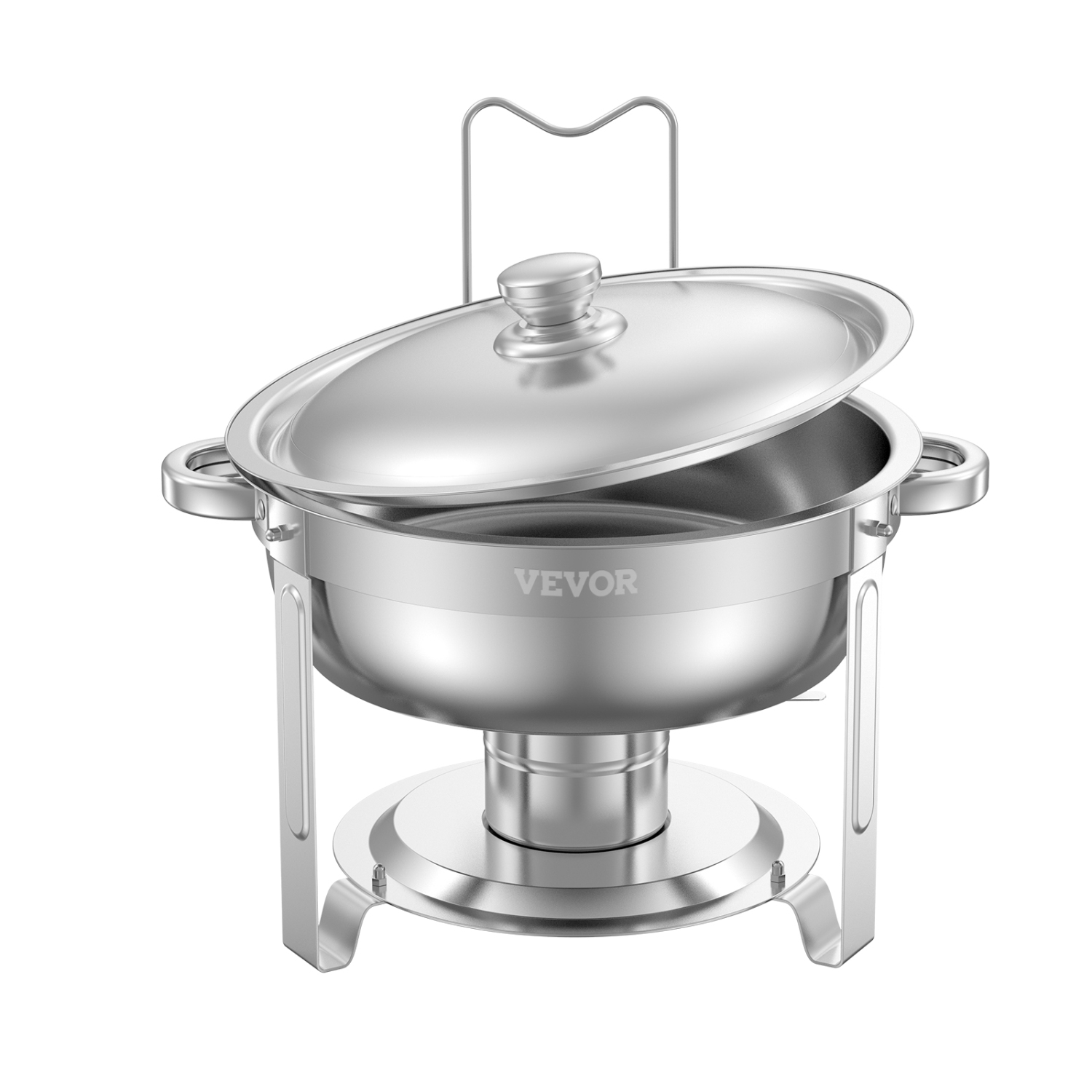 VEVOR 5 Qt 2 Pack Chafing Dish Buffet Set, Stainless Steel Chafer with 2 Full Size Pans, Round Catering Warmer Server with Lid Water Pan Folding