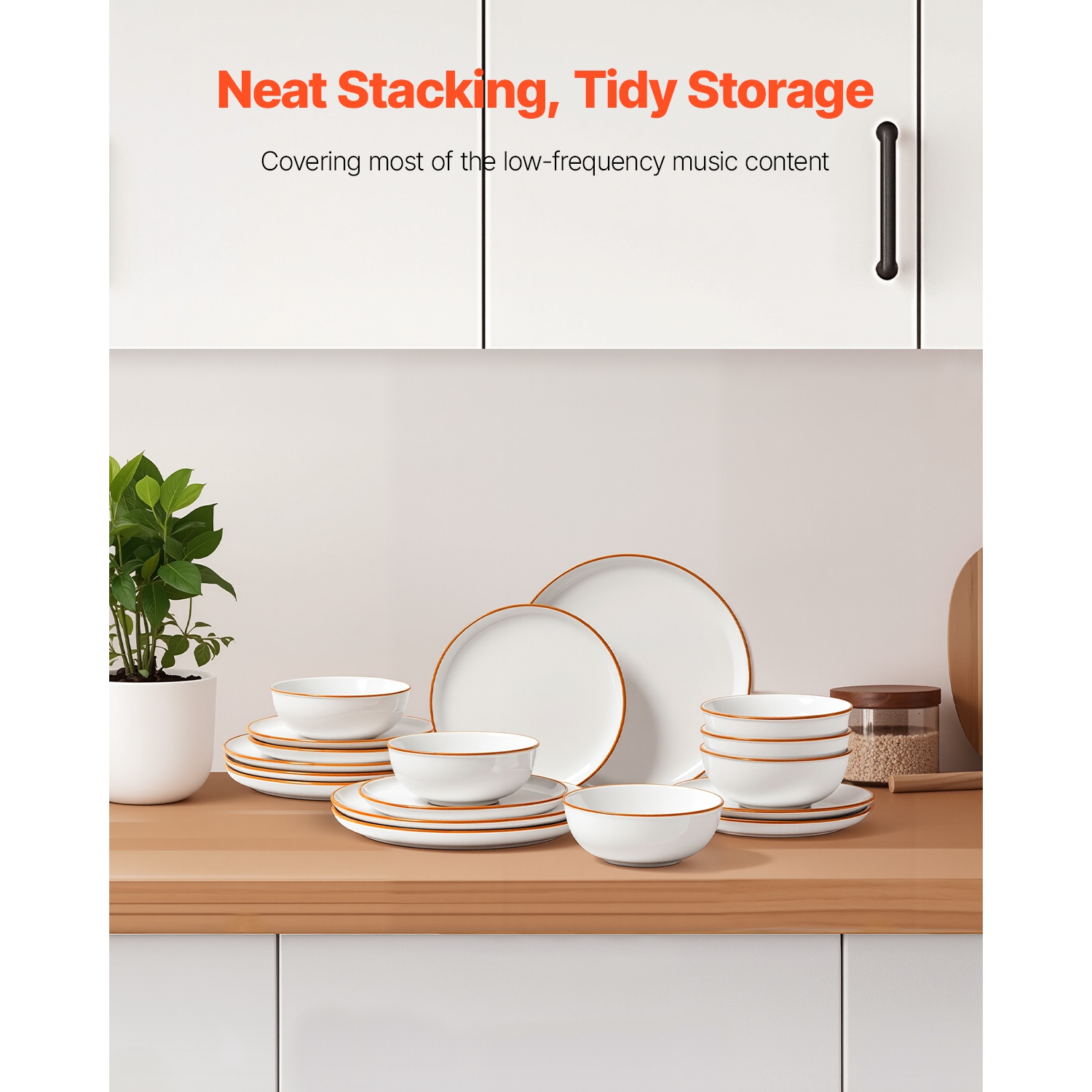 VEVOR 6 People Dinnerware Set, Round Plates and Bowls Sets, Scratch Resistant Ceramic Dinner Ware, Dishwasher and Microwave Suitable Kitchen Dishes,