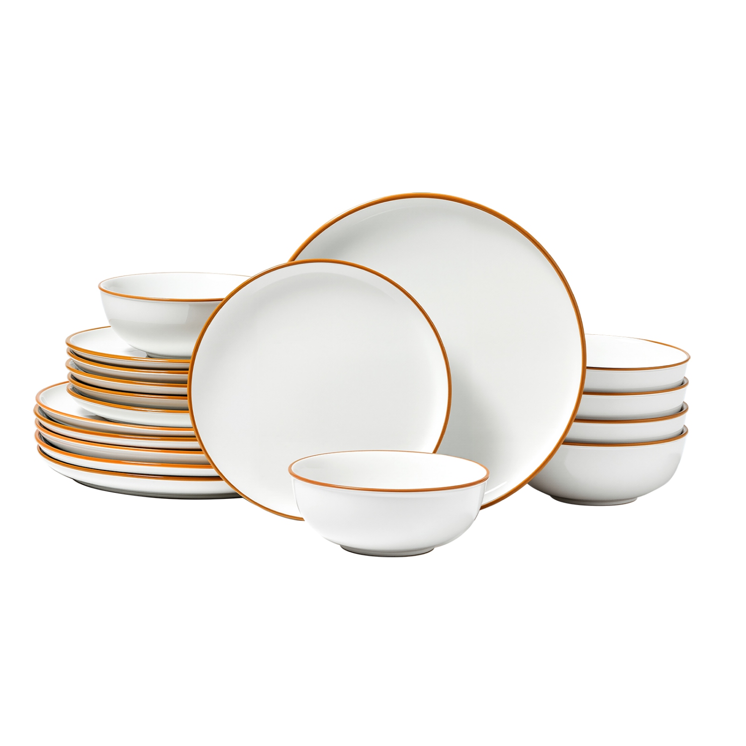 VEVOR 6 People Dinnerware Set, Round Plates and Bowls Sets, Scratch Resistant Ceramic Dinner Ware, Dishwasher and Microwave Suitable Kitchen Dishes,