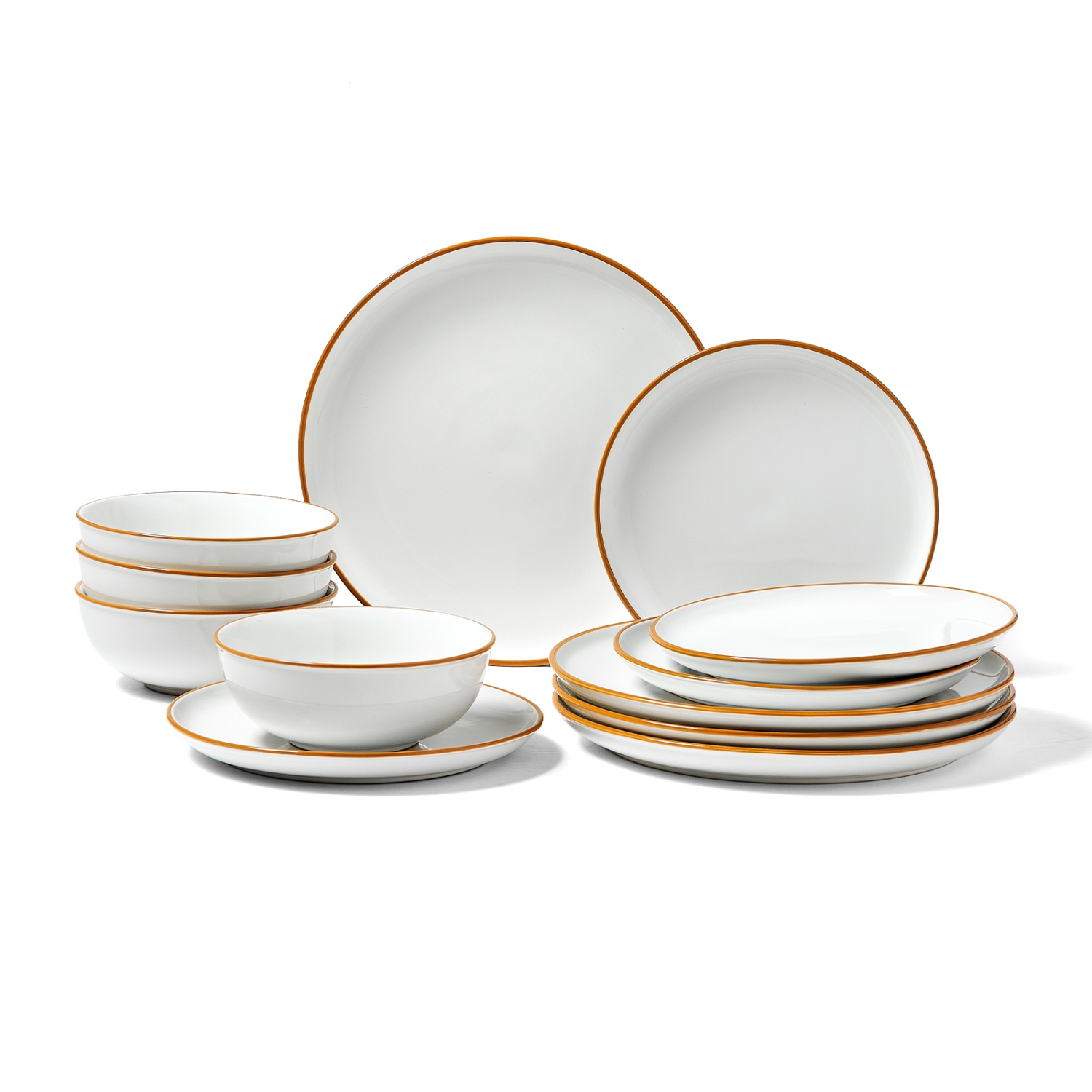 VEVOR 4 People Dinnerware Set,Round Plates and Bowls Sets, Scratch Resistant Ceramic Dinner Ware, Dishwasher and Microwave Suitable Kitchen Dishes,