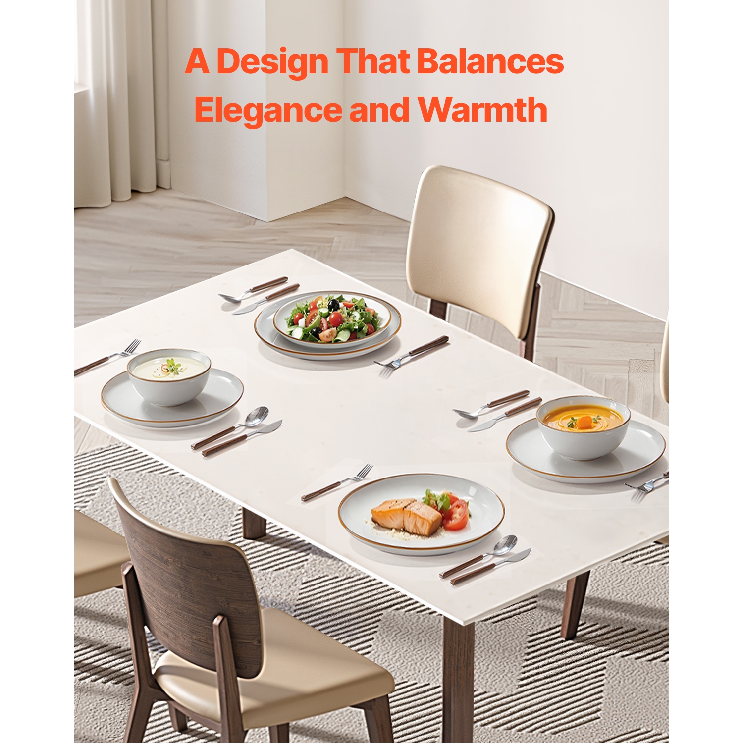 VEVOR 4 People Dinnerware Set,Round Plates and Bowls Sets, Scratch Resistant Ceramic Dinner Ware, Dishwasher and Microwave Suitable Kitchen Dishes,