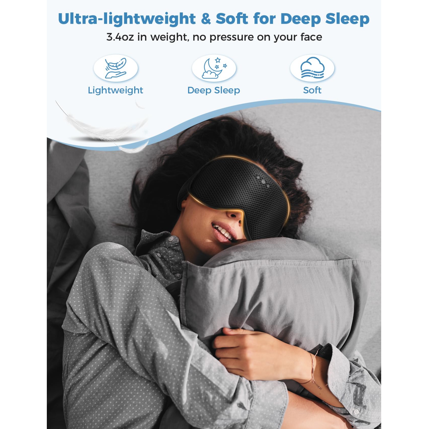 3D Sleep Eye Mask with Bluetooth Headset, Portable Sleep Headset with Stereo Speakers, Can Answer Calls, Suitable for Travel or Home Use