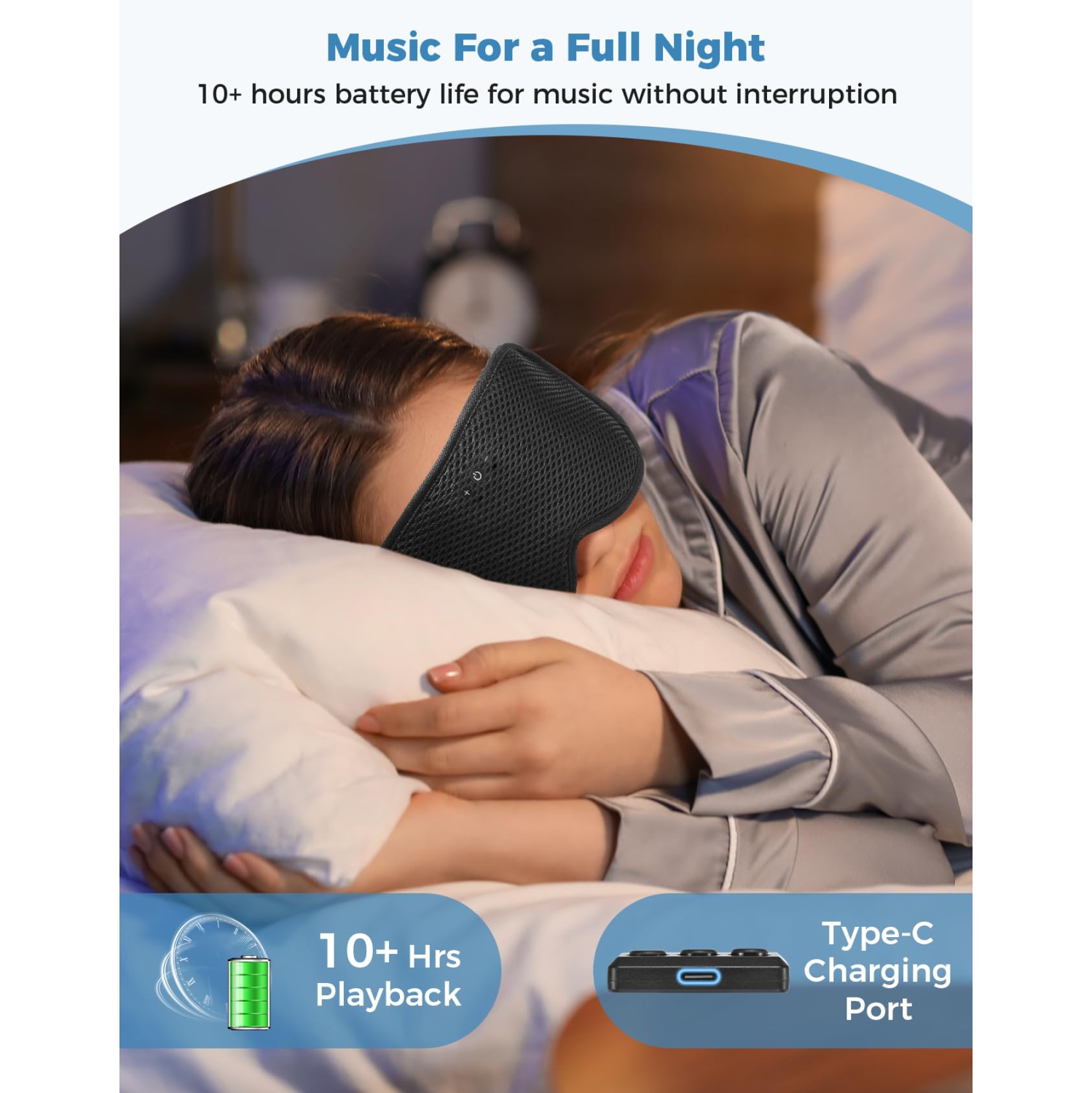 3D Sleep Eye Mask with Bluetooth Headset, Portable Sleep Headset with Stereo Speakers, Can Answer Calls, Suitable for Travel or Home Use
