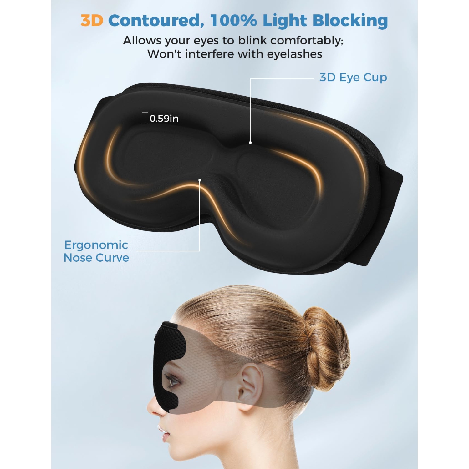 3D Sleep Eye Mask with Bluetooth Headset, Portable Sleep Headset with Stereo Speakers, Can Answer Calls, Suitable for Travel or Home Use