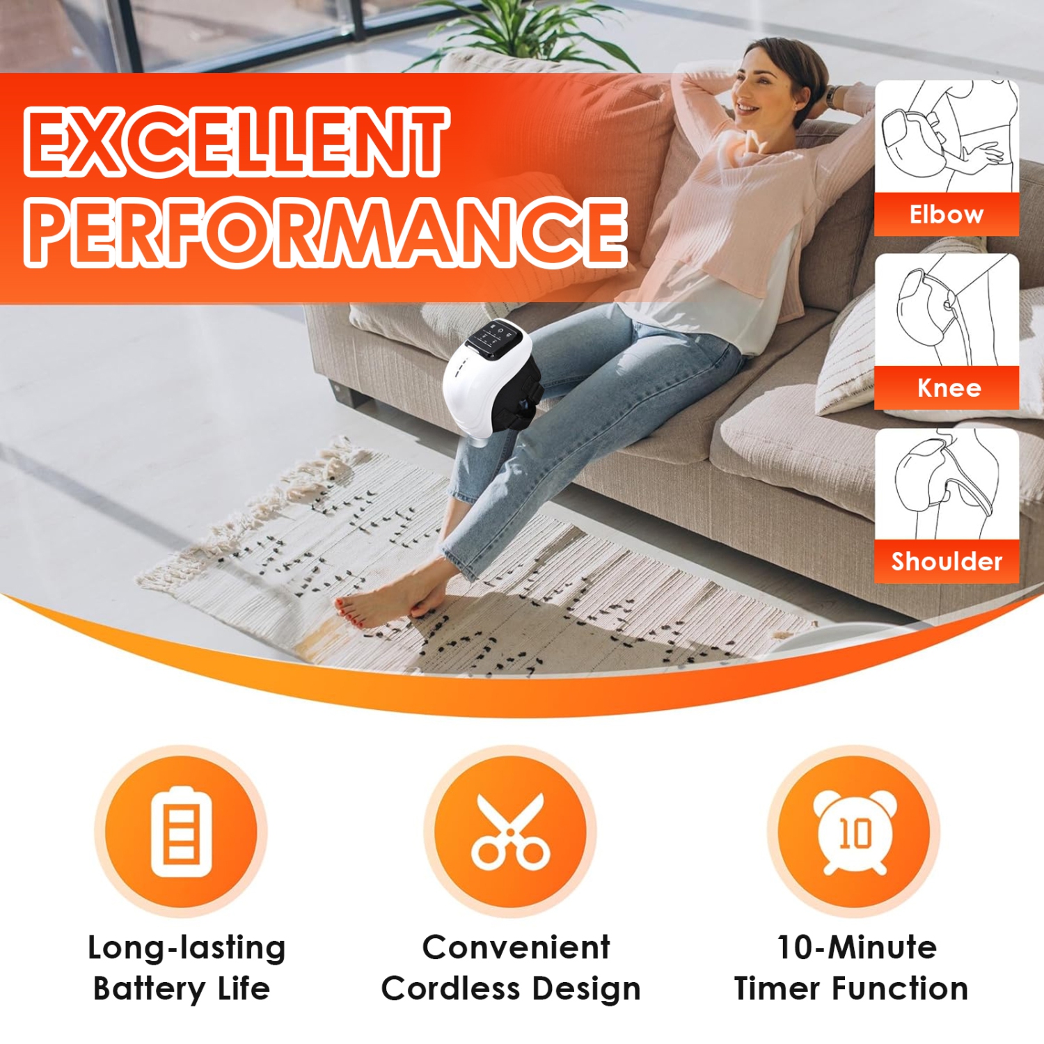 Infrared Therapeutic Knee Massager with Heating Function, 3 in 1 Wireless Knee Massager with Dot Screen for Pain Relief