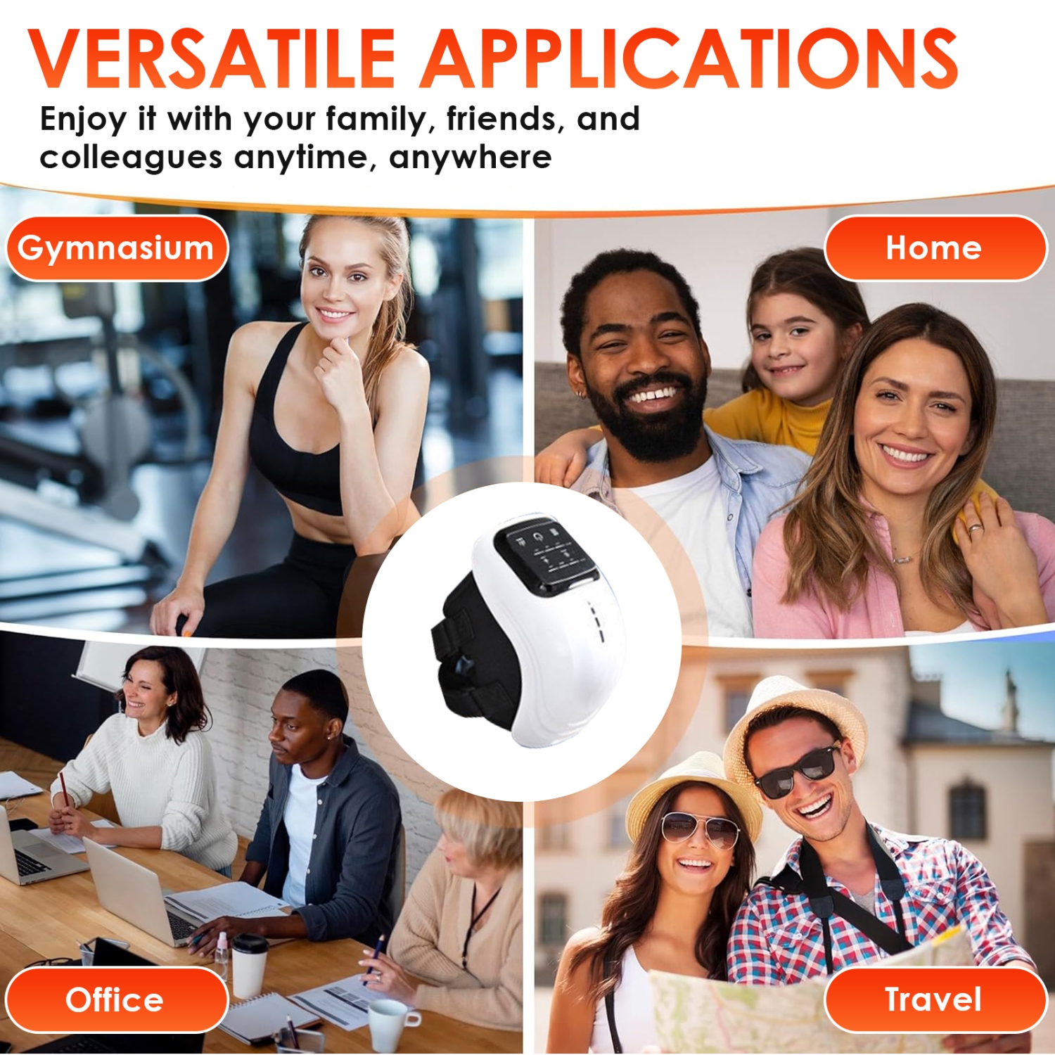 Infrared Therapeutic Knee Massager with Heating Function, 3 in 1 Wireless Knee Massager with Dot Screen for Pain Relief