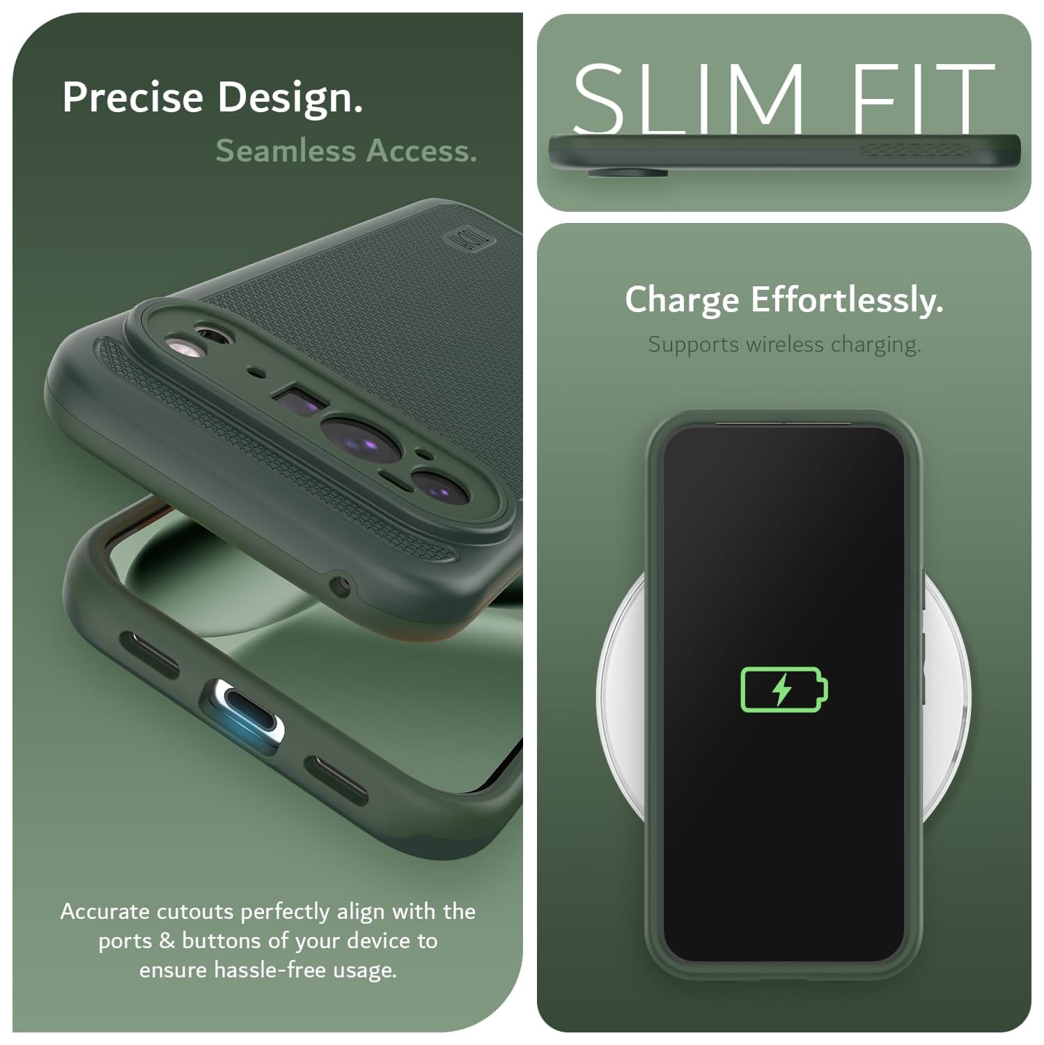 TUDIA MergeGrip Google Pixel 10 Pro XL Case 2025 Drop Tested - Pine Green