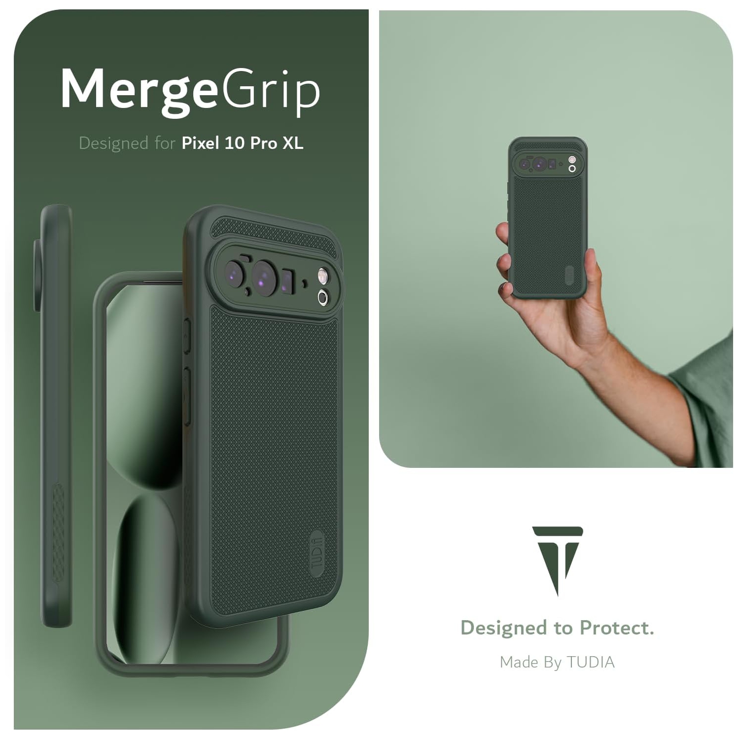 TUDIA MergeGrip Google Pixel 10 Pro XL Case 2025 Drop Tested - Pine Green