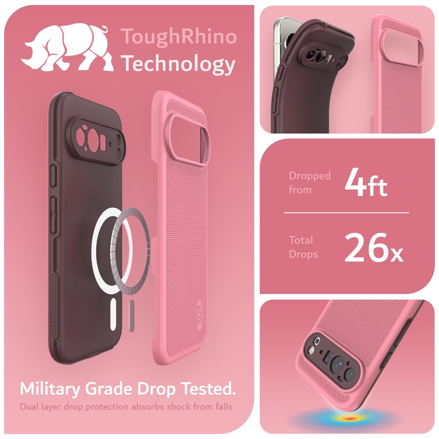 TUDIA MergeGrip Google Pixel 10 Pro XL Case 2025 MagSafe Compatible - Smokey Pink