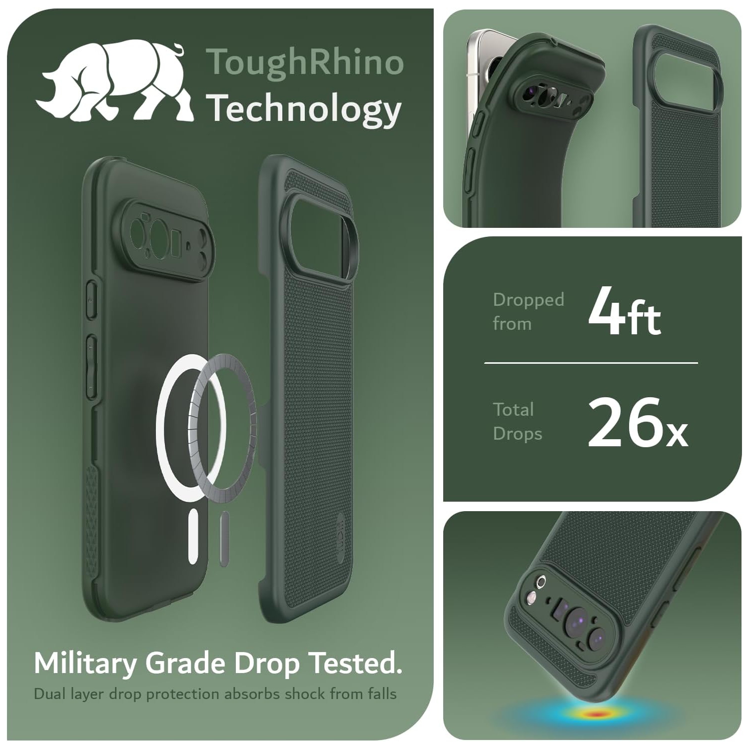 TUDIA MergeGrip Google Pixel 10 Pro XL Case 2025 MagSafe Compatible - Pine Green