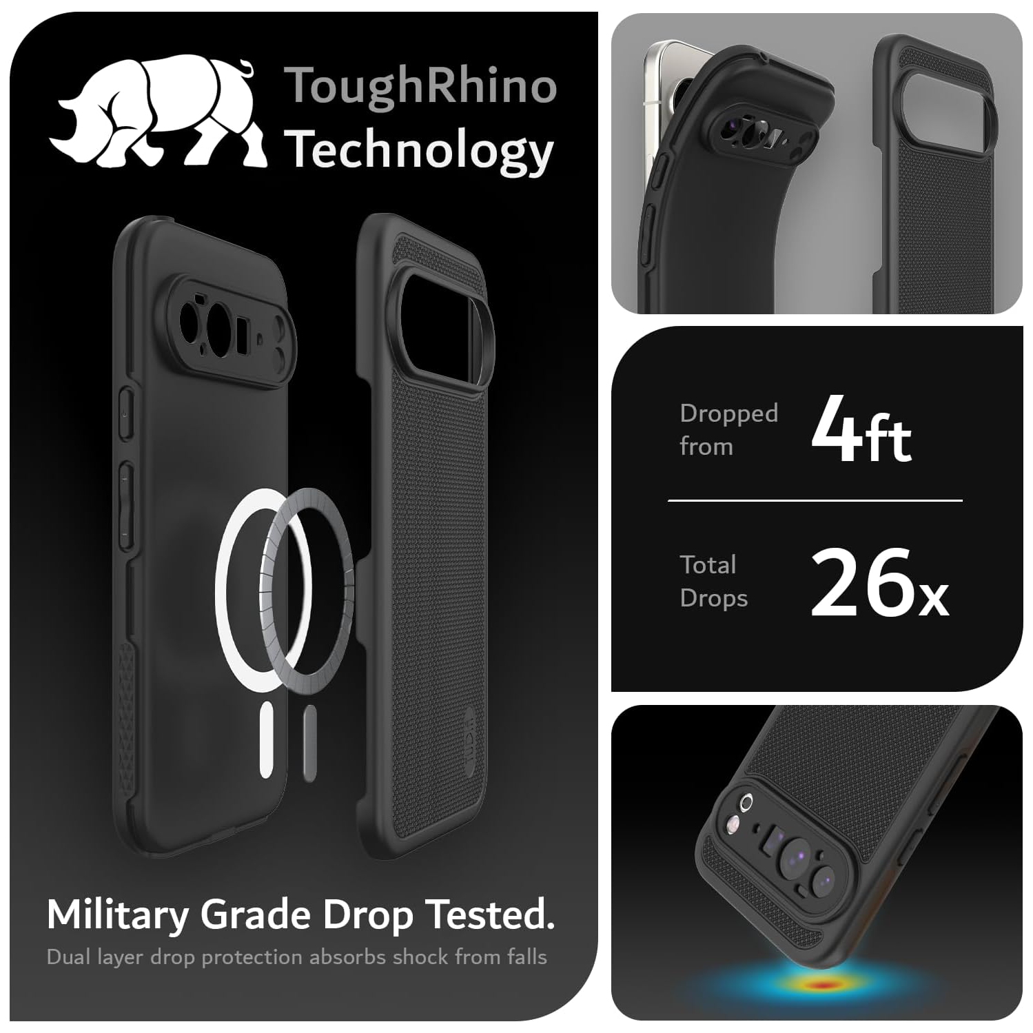 TUDIA MergeGrip Google Pixel 10 Pro XL Case 2025 MagSafe Compatible - Black