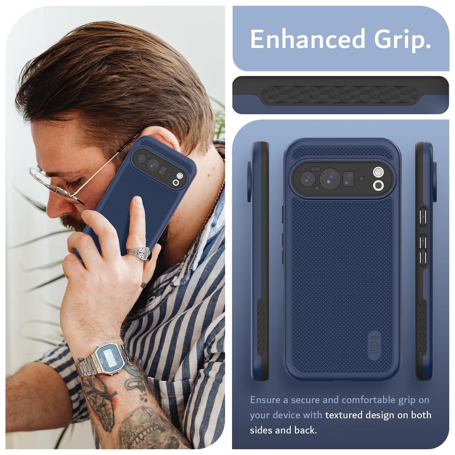 TUDIA MergeGrip Google Pixel 10 Pro XL Case 2025 Drop Tested - Indigo Blue