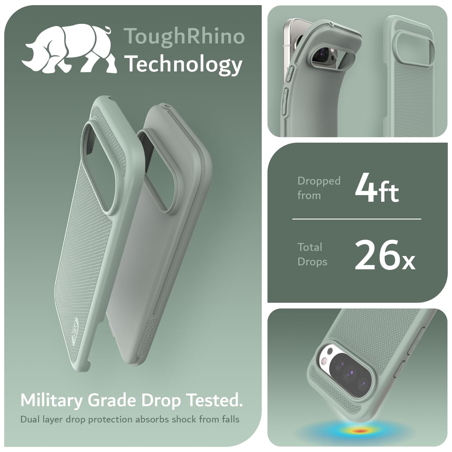 Étui MergeGrip de TUDIA pour Pixel 10 de Google et étui pour Pixel 10 Pro 2025 - Lys verts