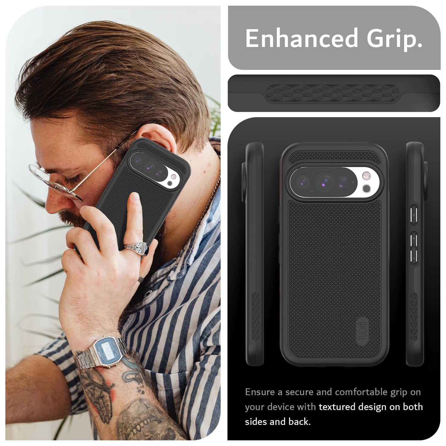 Étui MergeGrip de TUDIA pour Pixel 10 de Google et étui pour Pixel 10 Pro 2025 - Noir