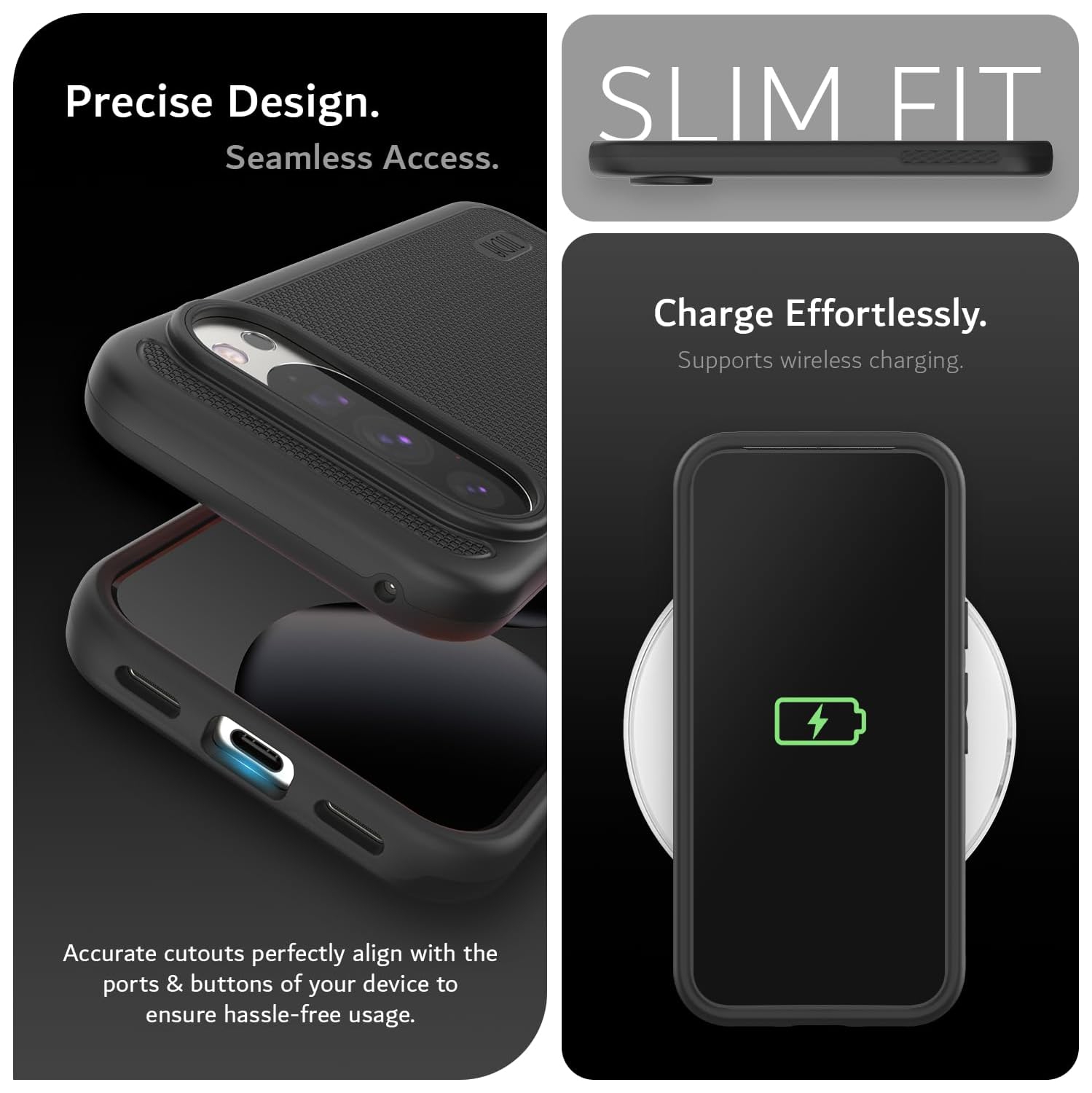 Étui MergeGrip de TUDIA pour Pixel 10 de Google et étui pour Pixel 10 Pro 2025 - Noir